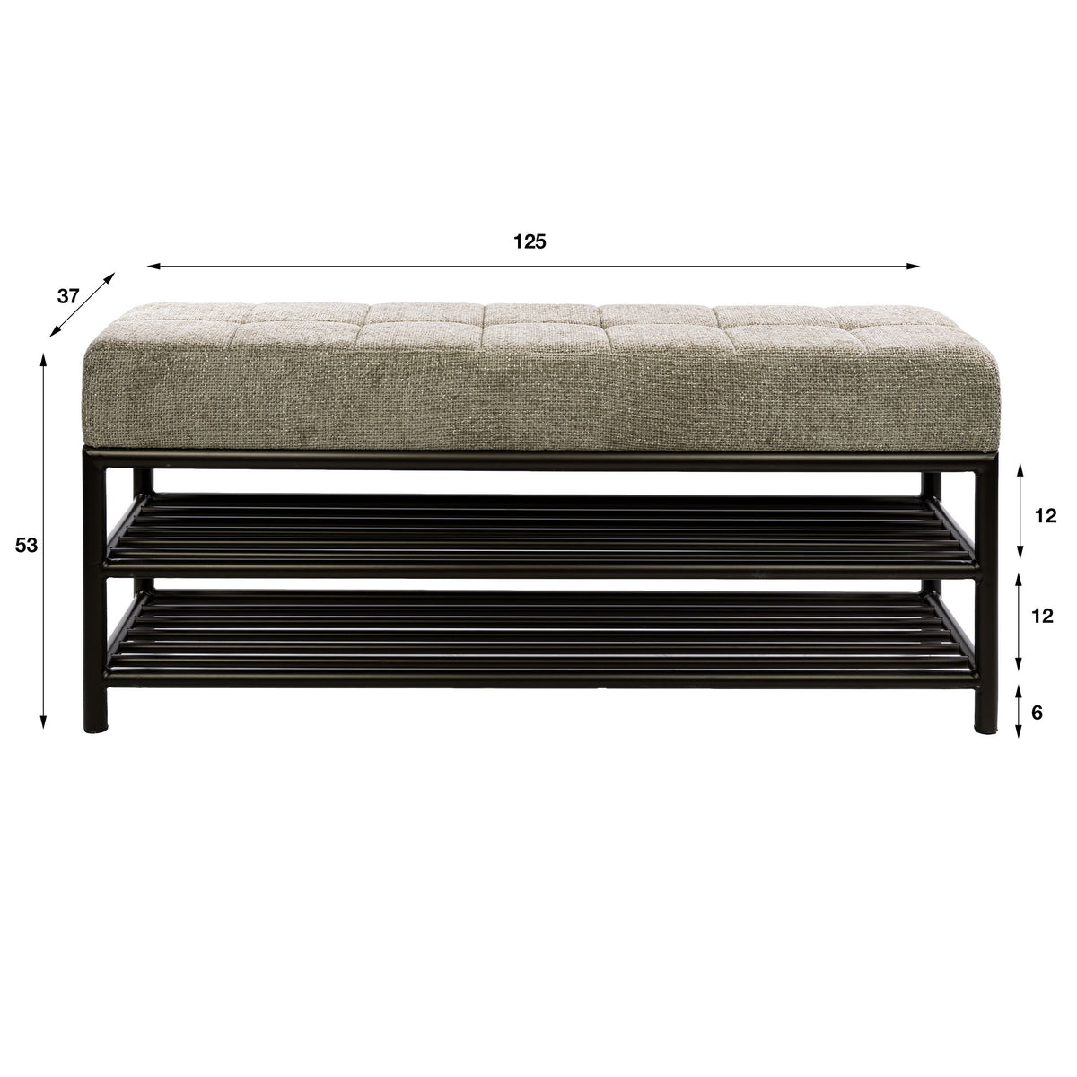 Schoenenbank Lumi - Brons - Gepoedercoat Staal - 125 cm
