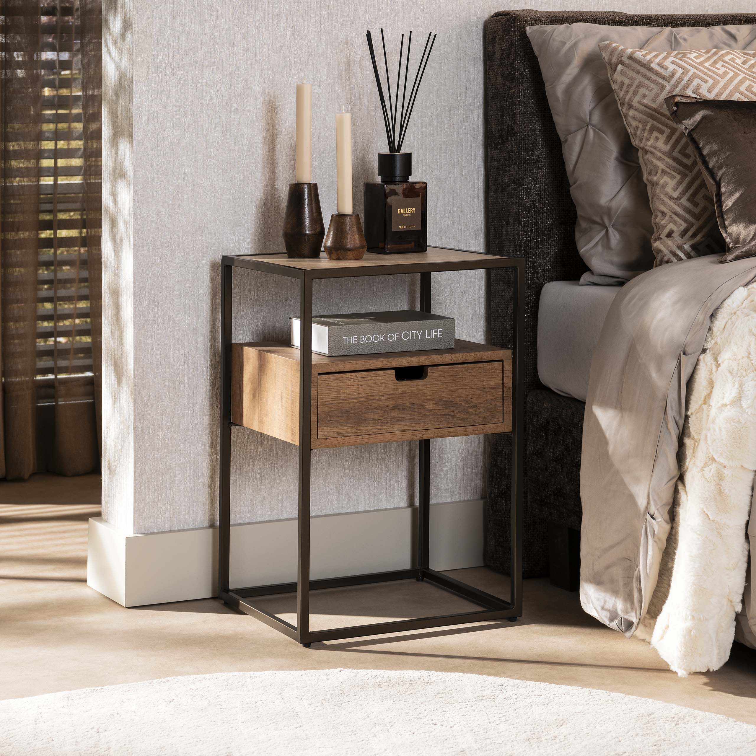 Nachtkastje Cavon - Keramisch Travertin - Staand