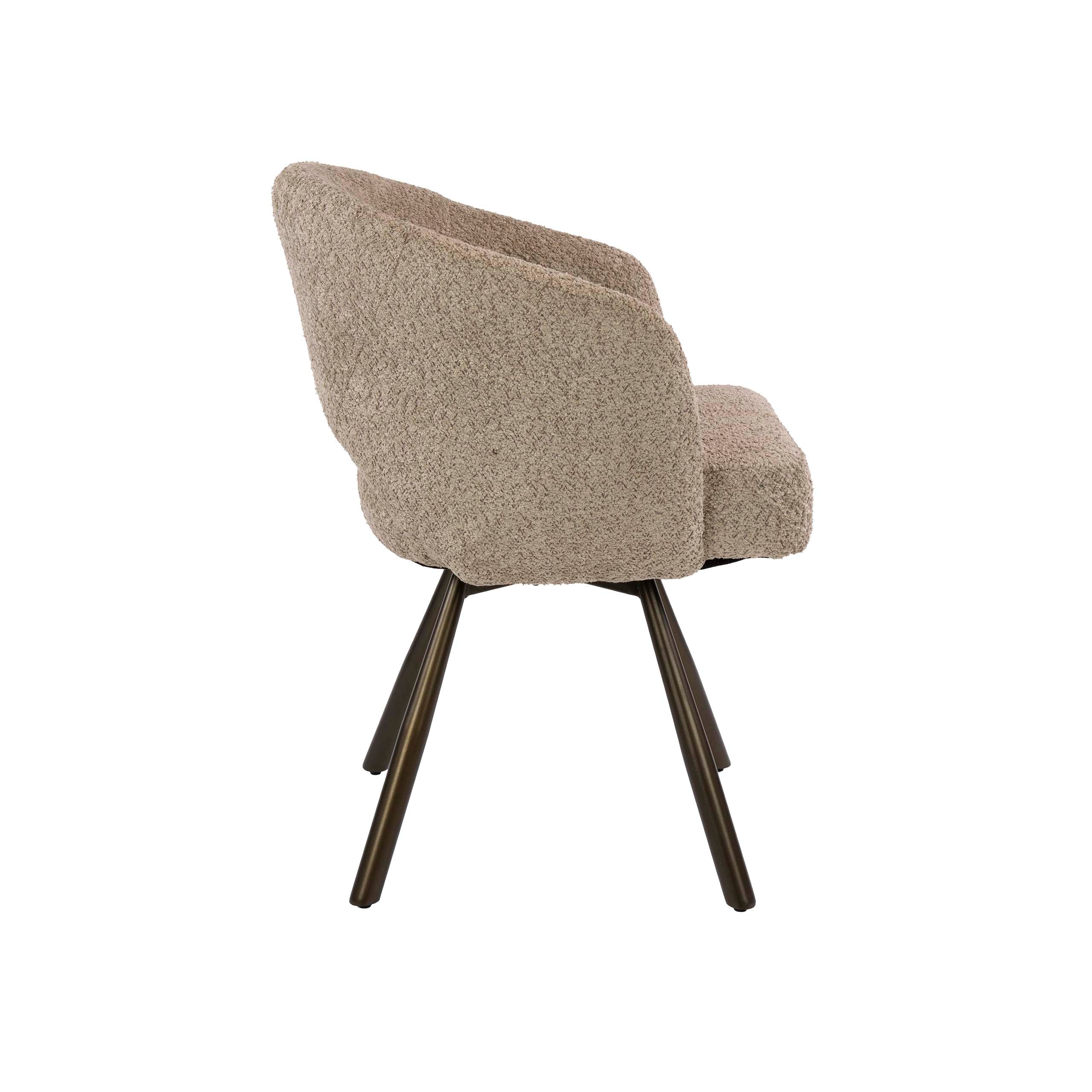 Eetkamerstoel Velin - Beige - Bouclé - Draaibaar
