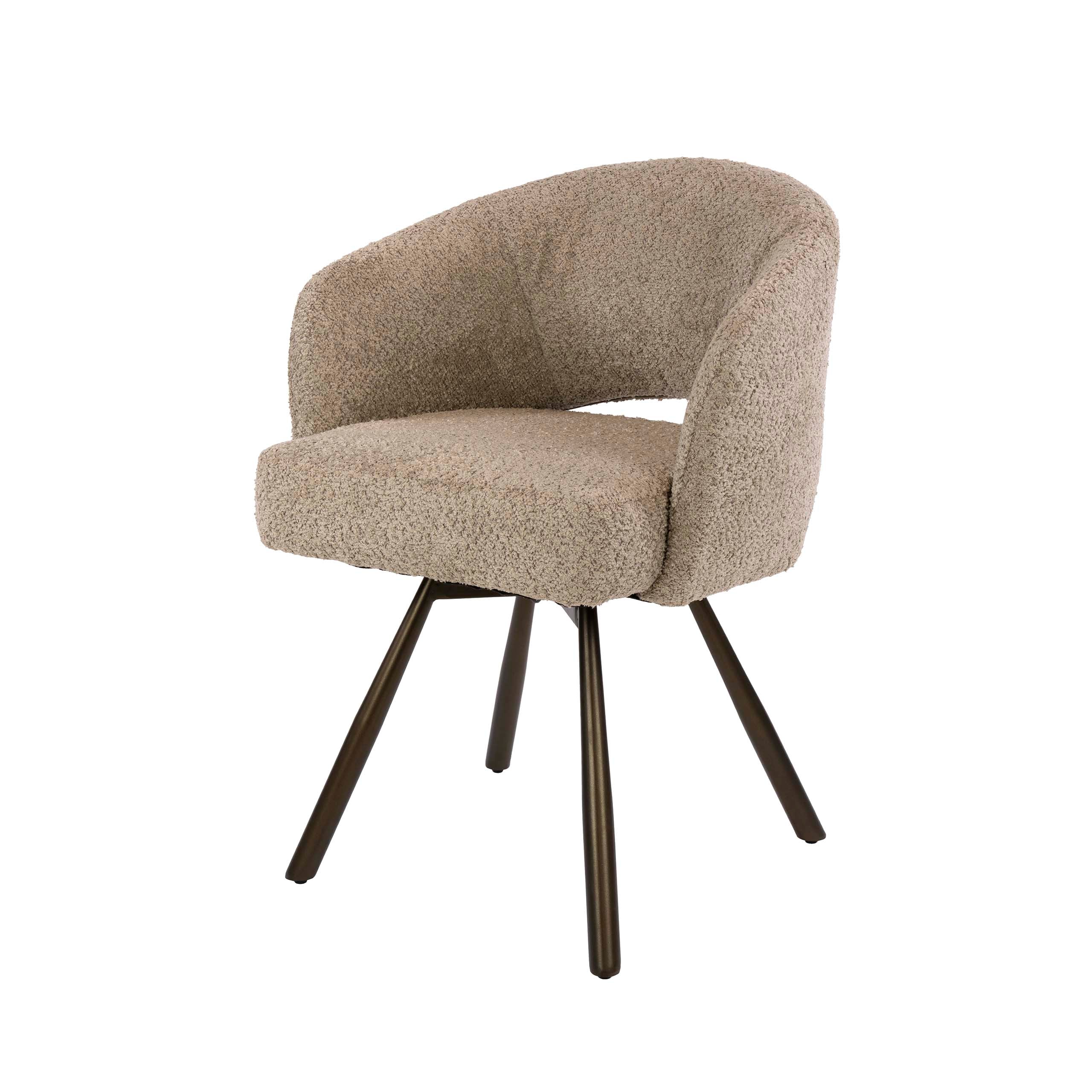 Eetkamerstoel Velin - Beige - Bouclé - Draaibaar