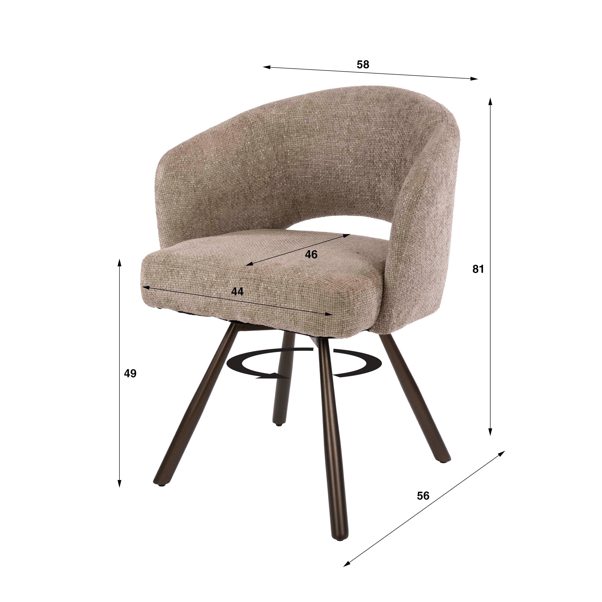 Eetkamerstoel Velin - Beige - Renegade Stof - Draaibaar