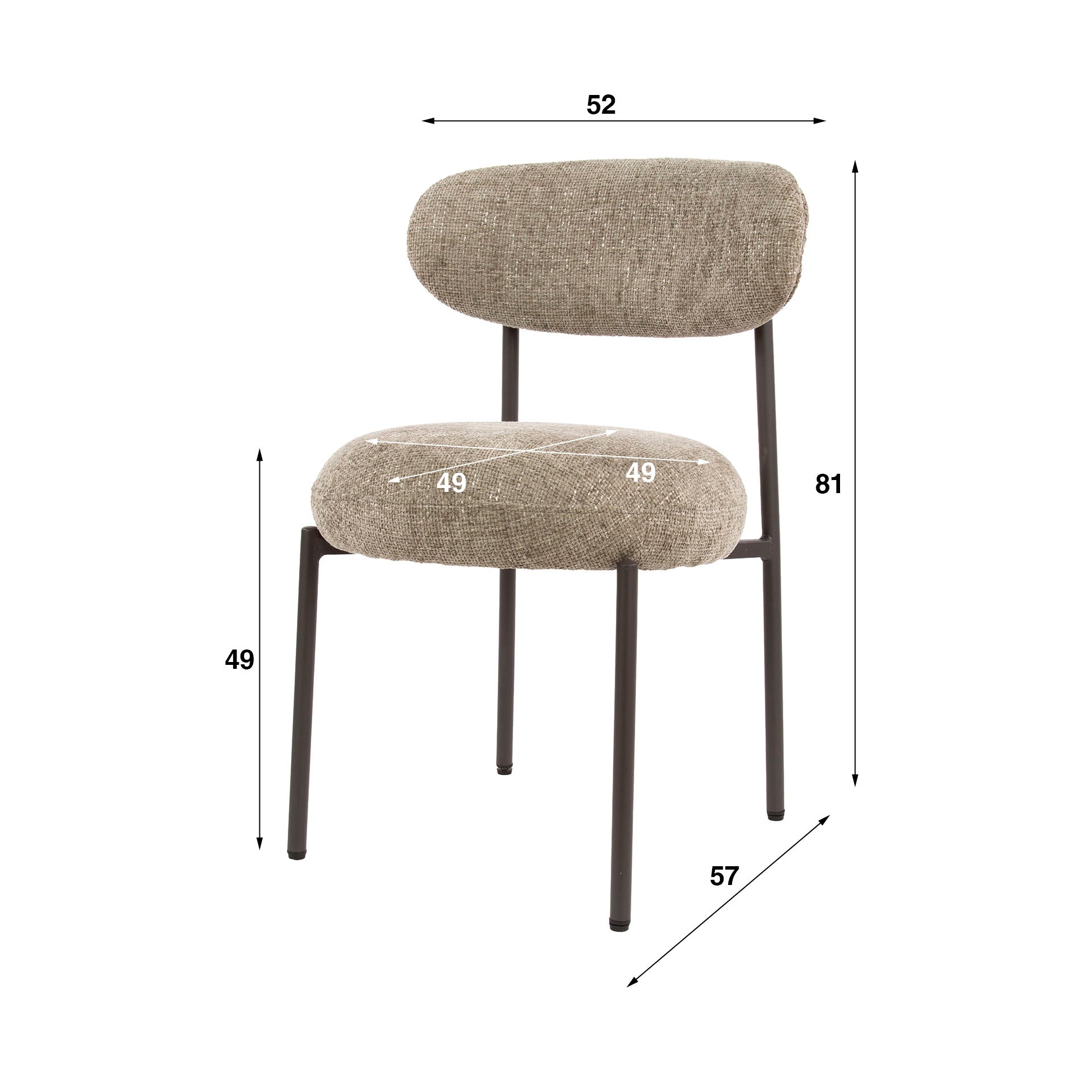 Eetkamerstoel Eluni - Beige - Renegade Stof