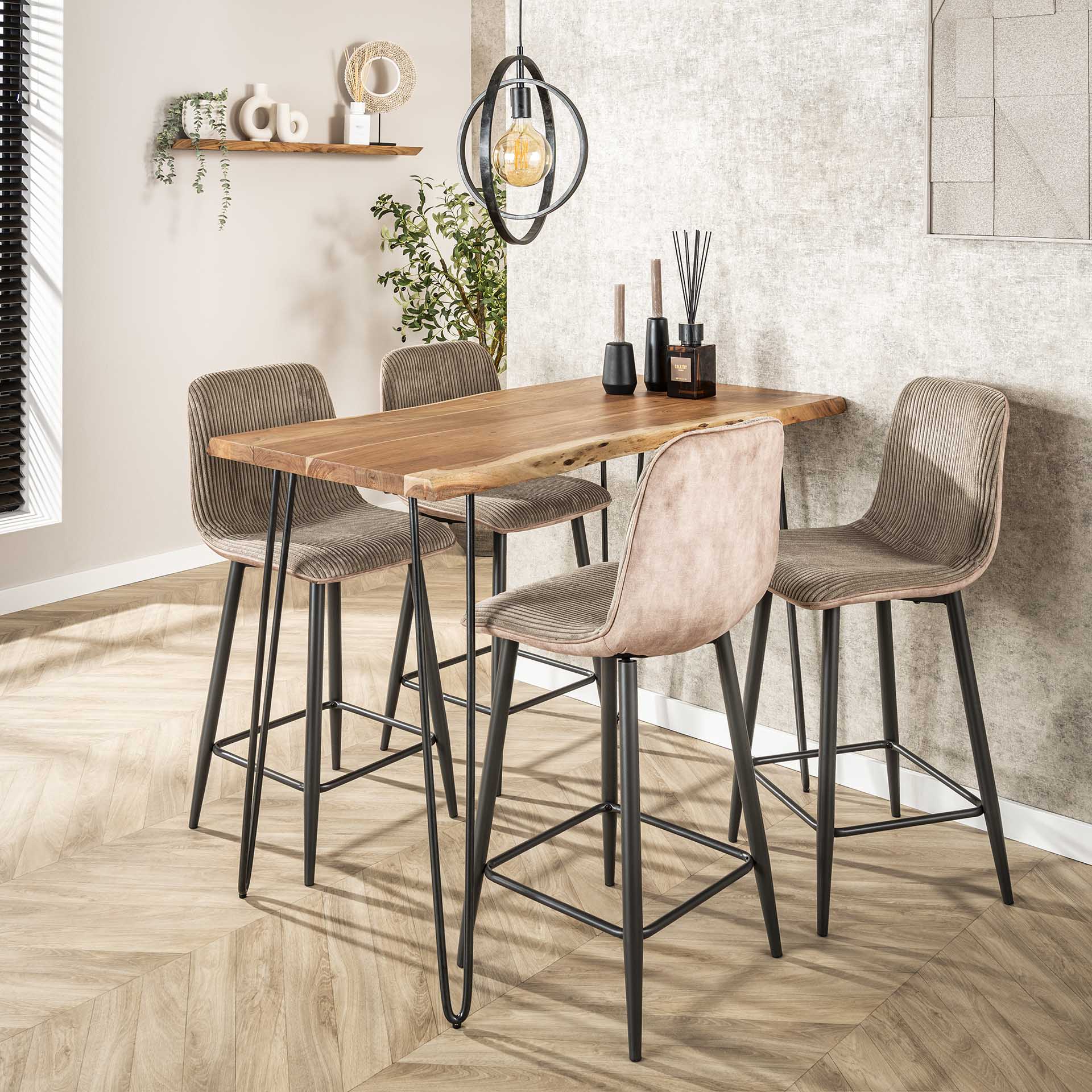Barstoel Linero - Beige - Ribstof