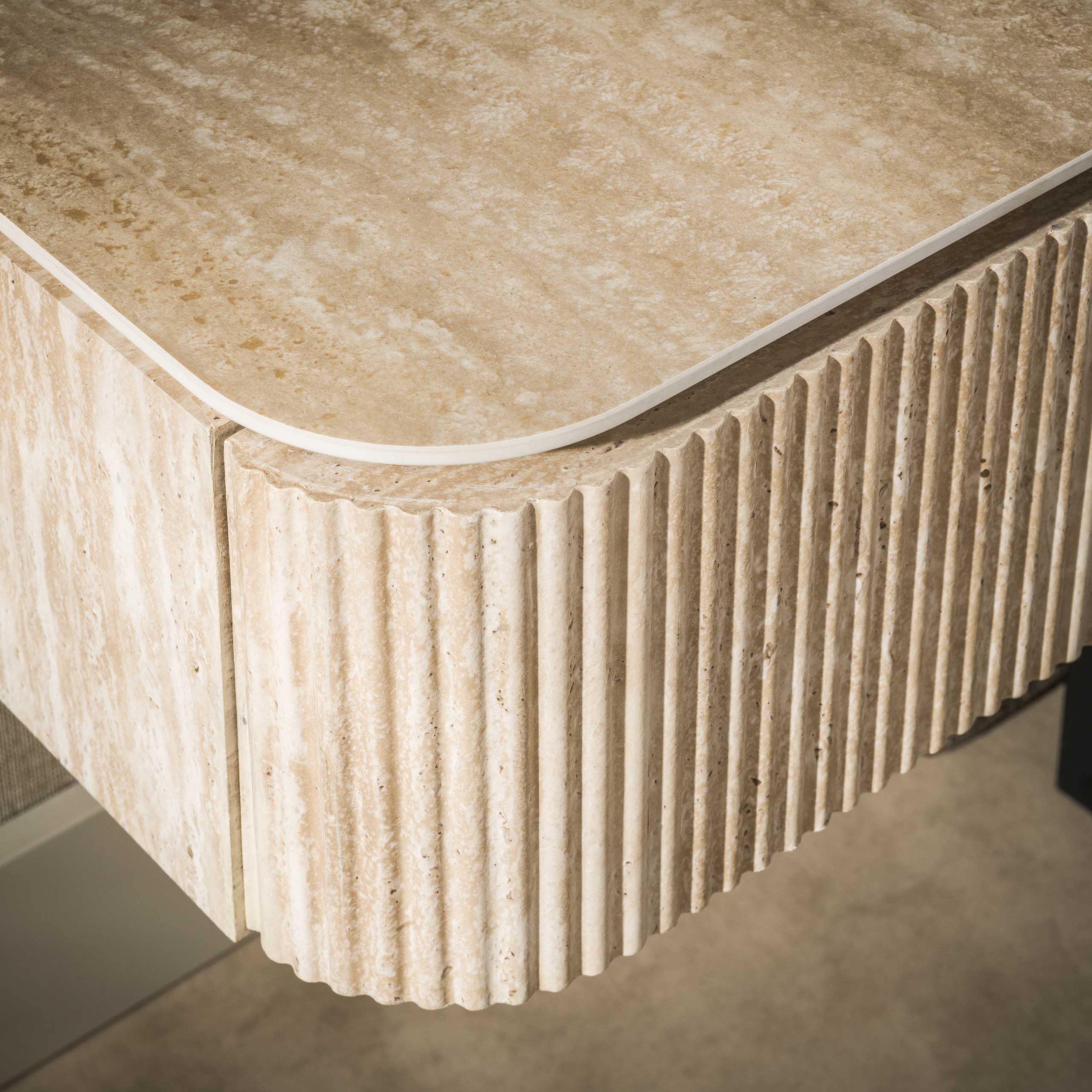 Nachtkastje Cirelle - Keramisch Travertin - Zwevend