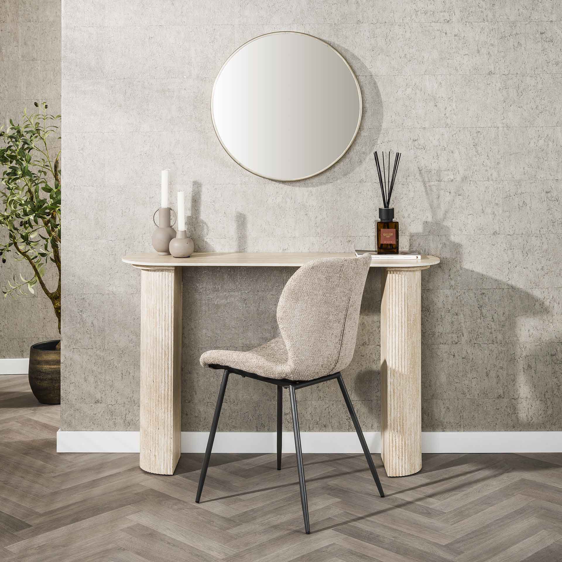 Haltafel Roma - Ivoor - Travertin - 78 cm