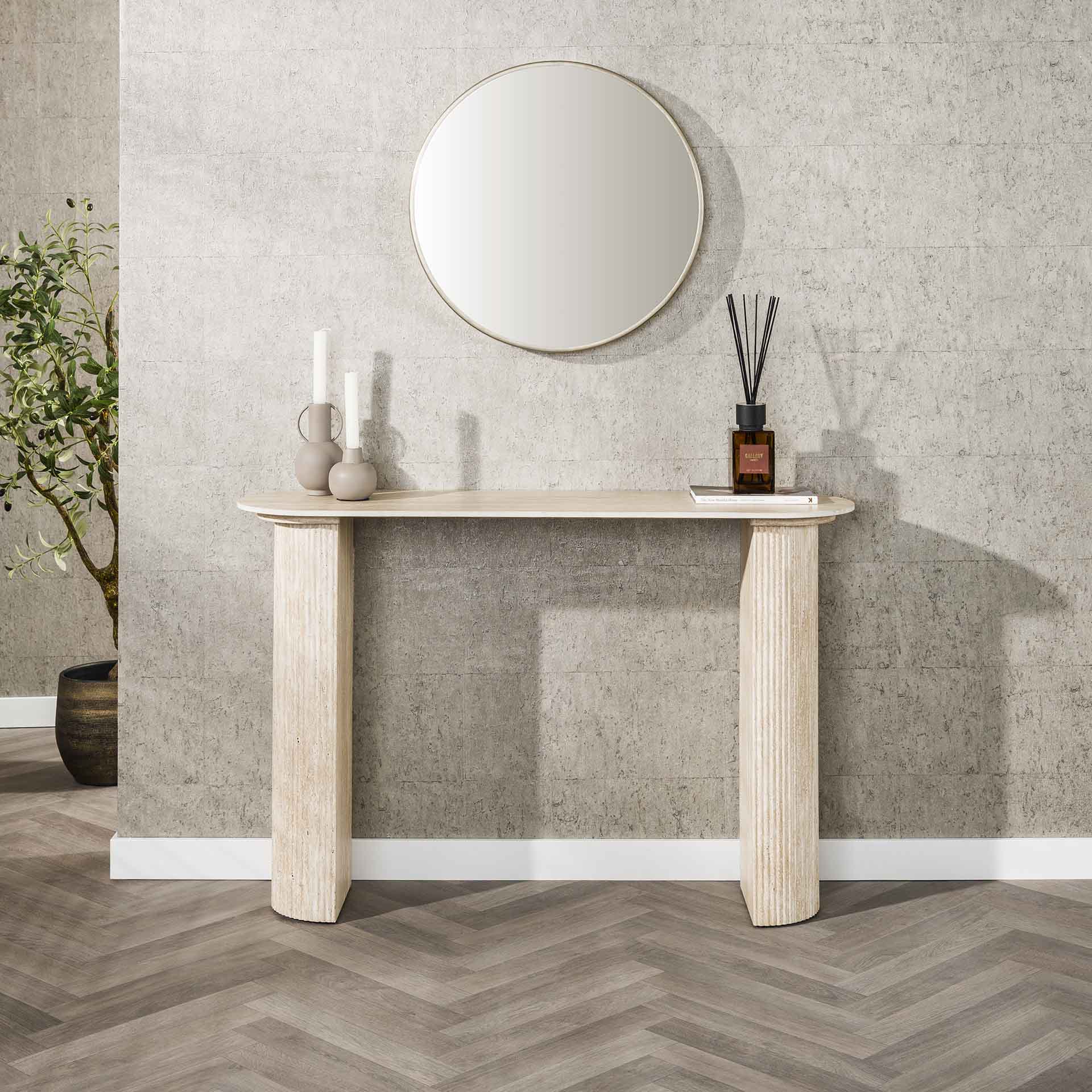 Haltafel Roma - Ivoor - Travertin - 78 cm