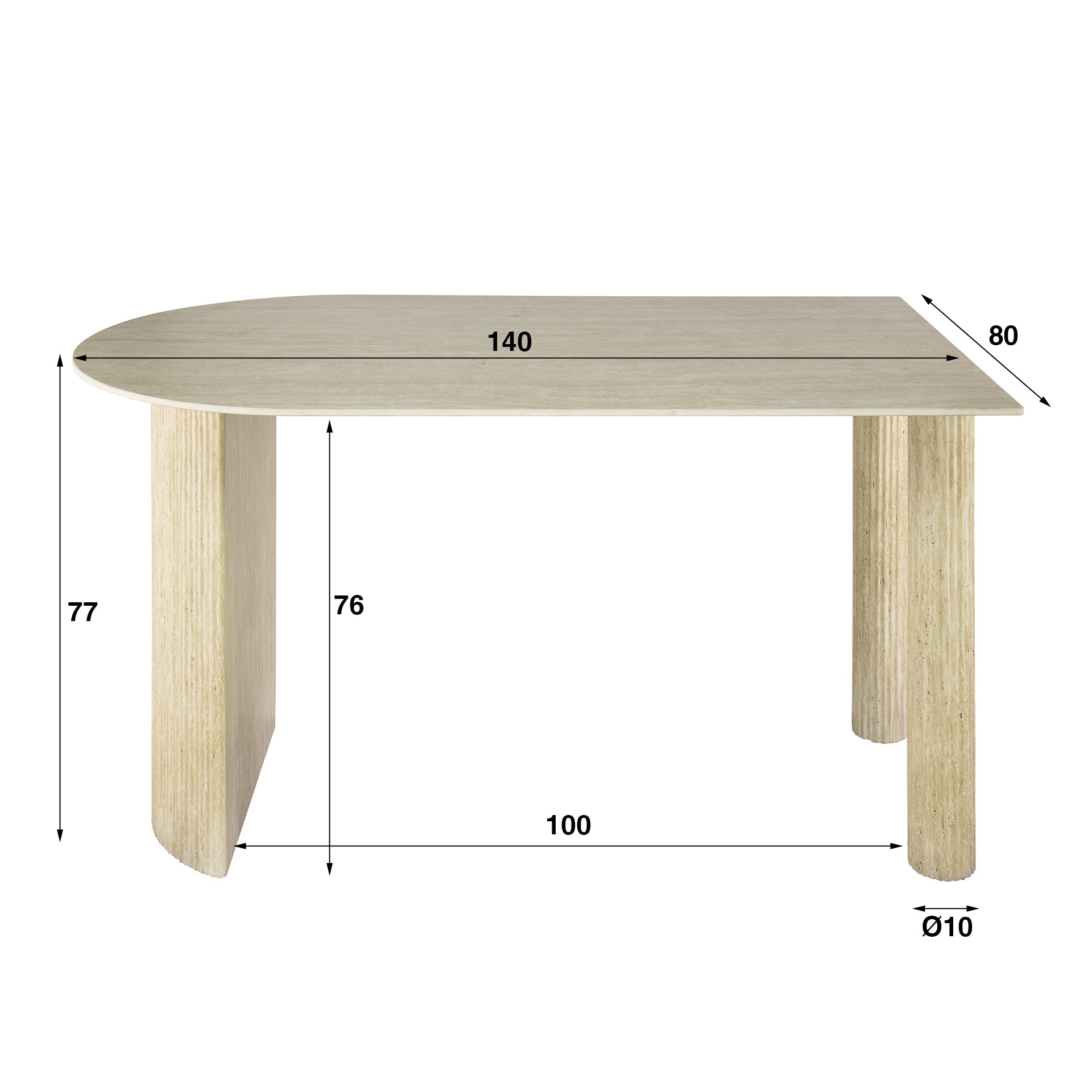 Eettafel Arvella - Ivoor - Keramisch Travertin - 140 cm - Ovaal
