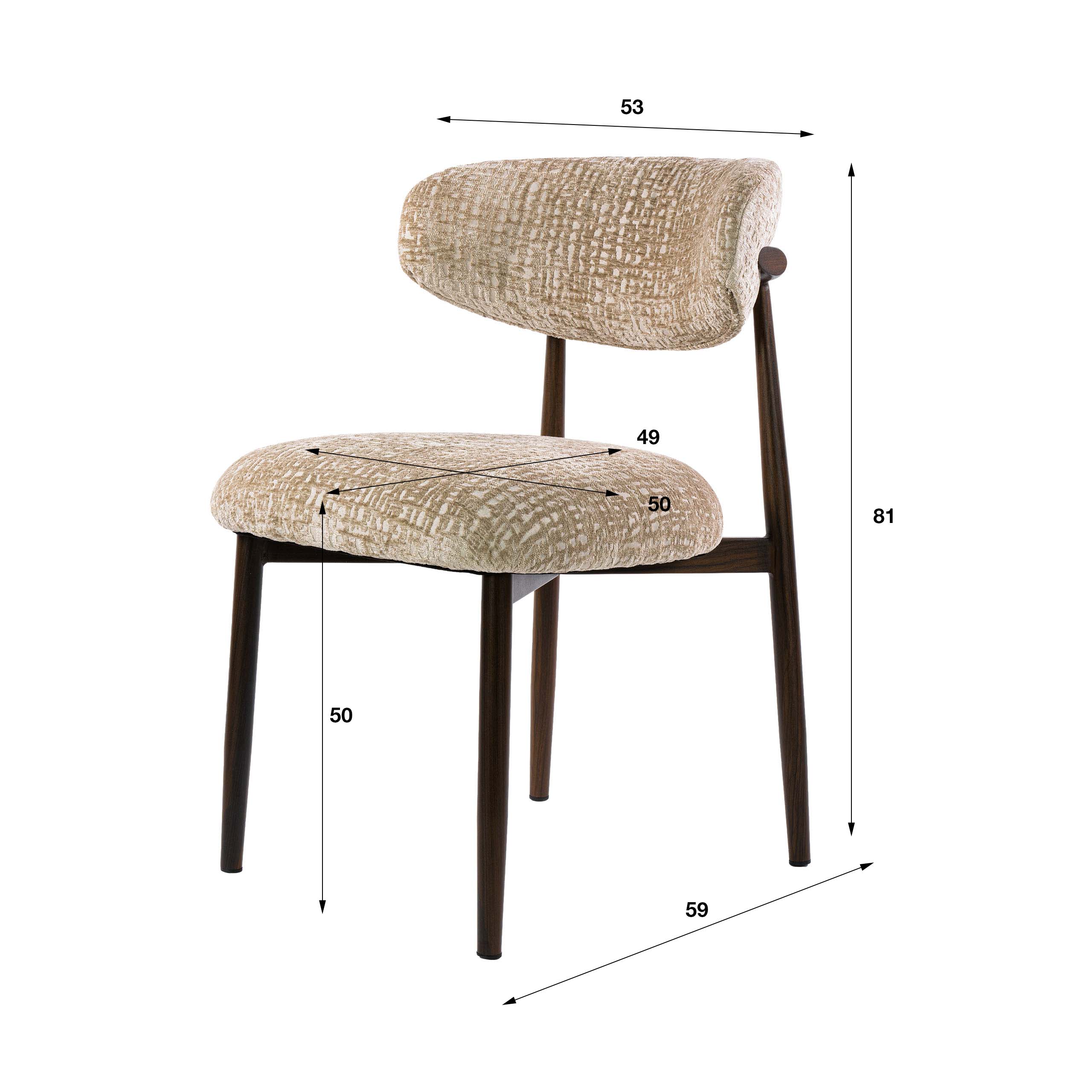 Eetkamerstoel Yuki - Beige - Monti Stof