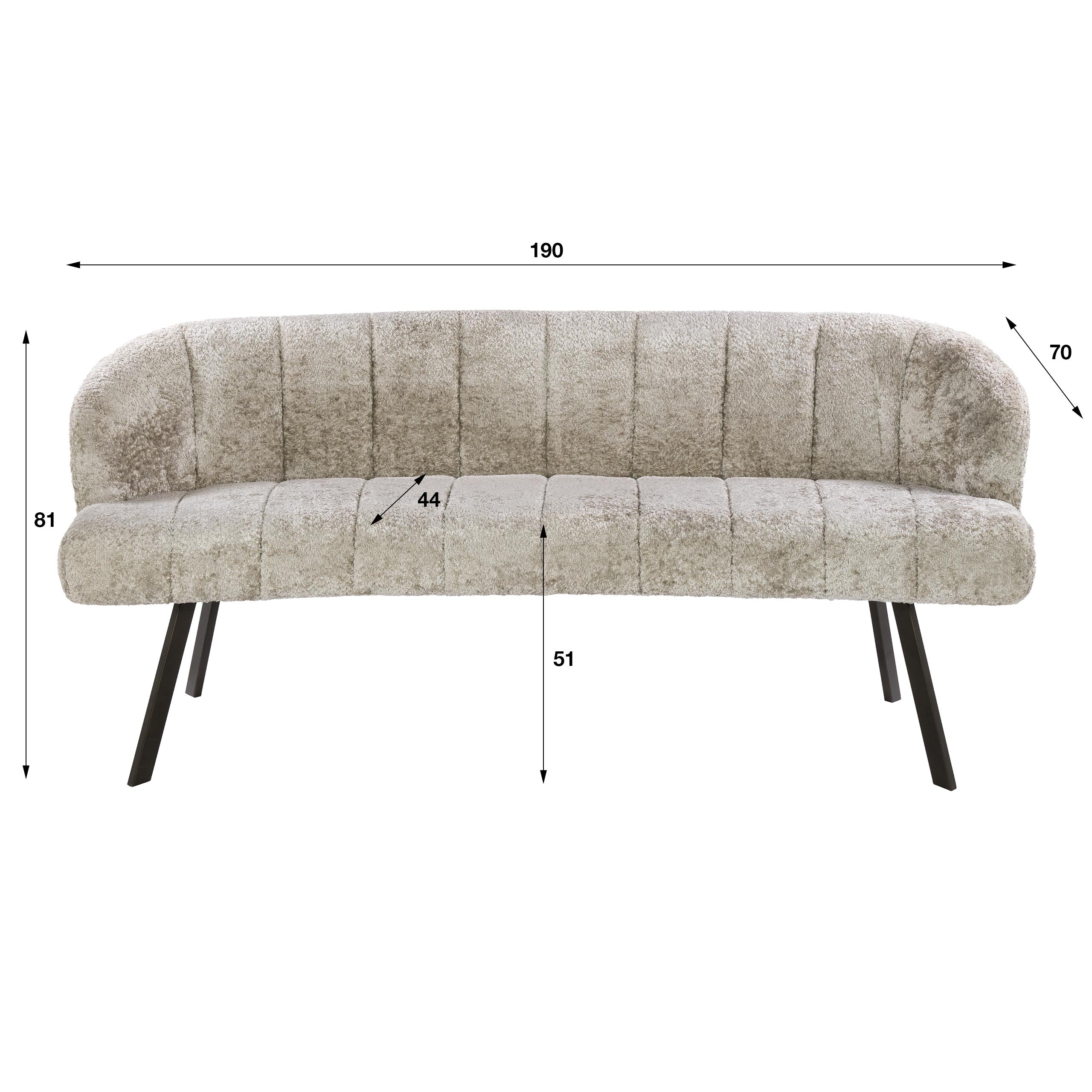 Eetkamerbank Isolde - Beige - Savelle Stof - 190 cm