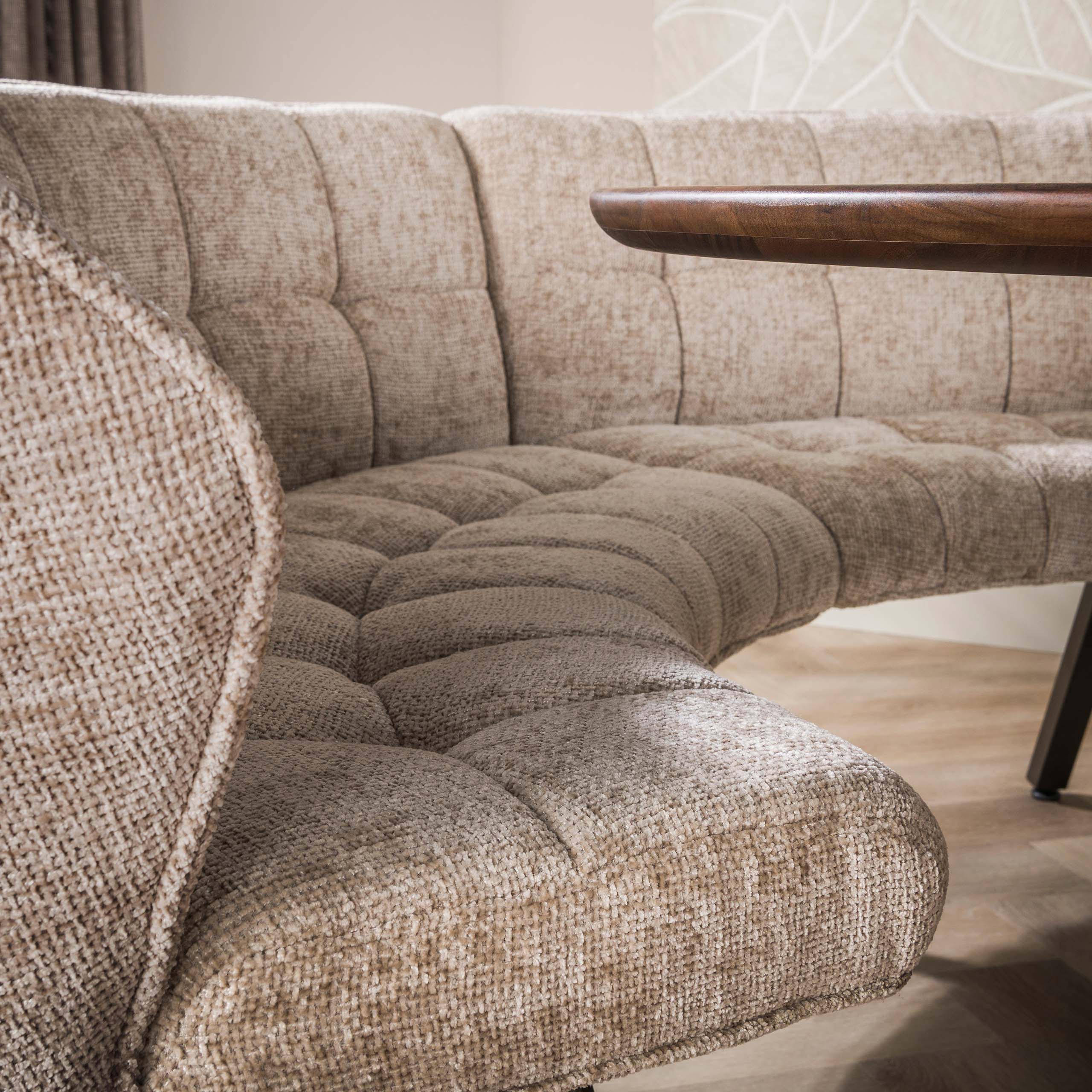Eetkamerbank Vantage - Rond - Beige - Renegade Stof - 2-delig