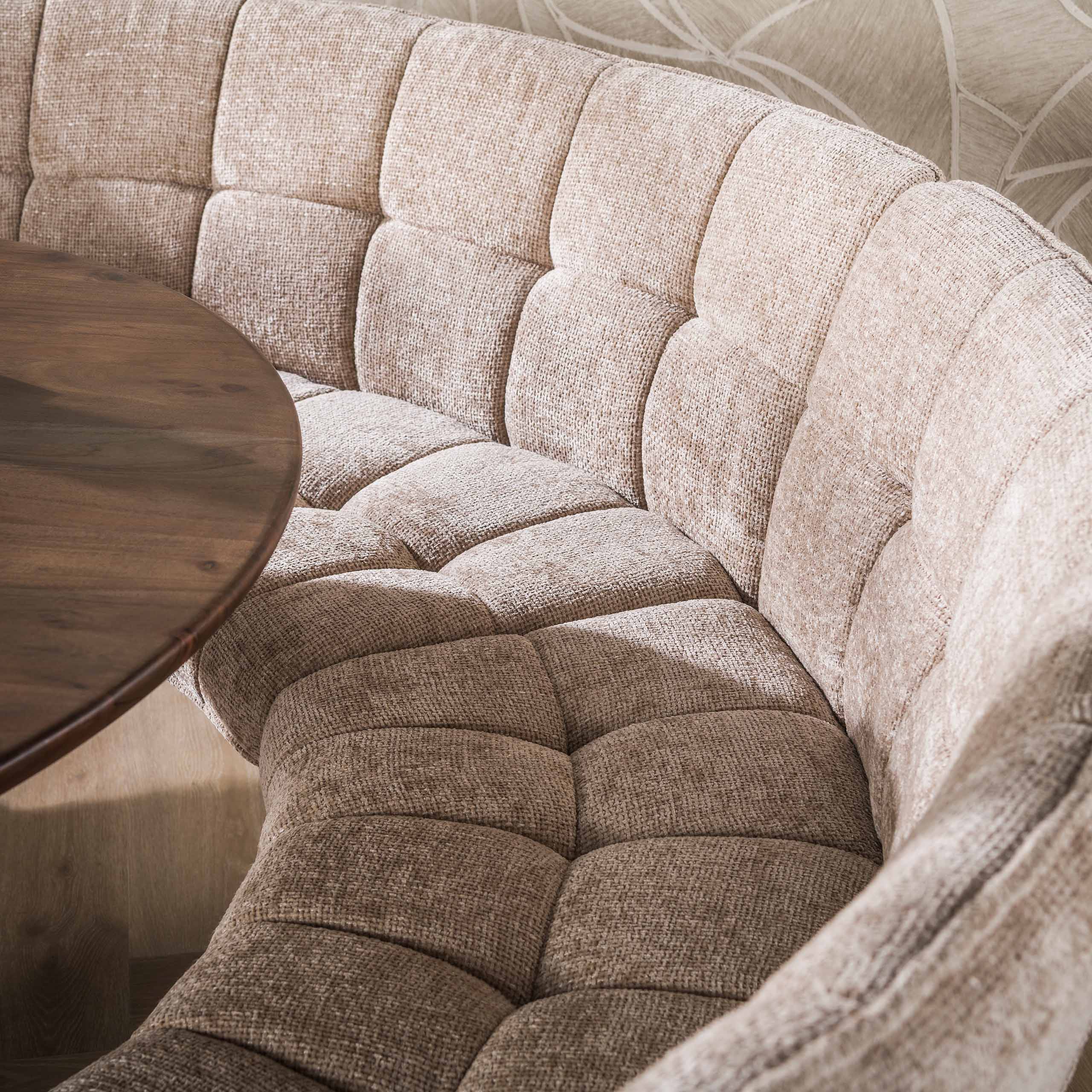 Eetkamerbank Vantage - Rond - Beige - Renegade Stof - 3-delig