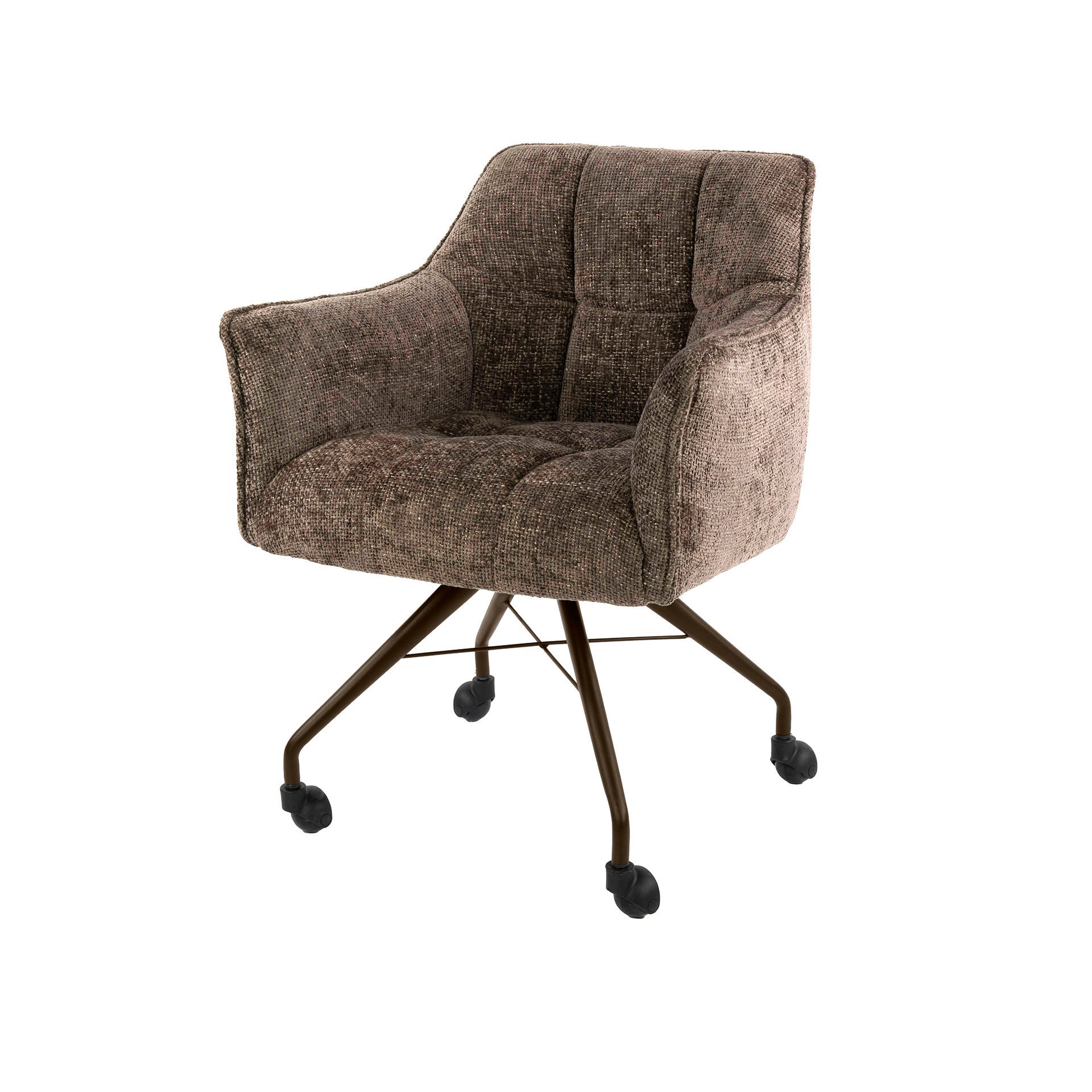 Eetkamerstoel Vantage - Taupe - Renegade Stof - Met Wieltjes