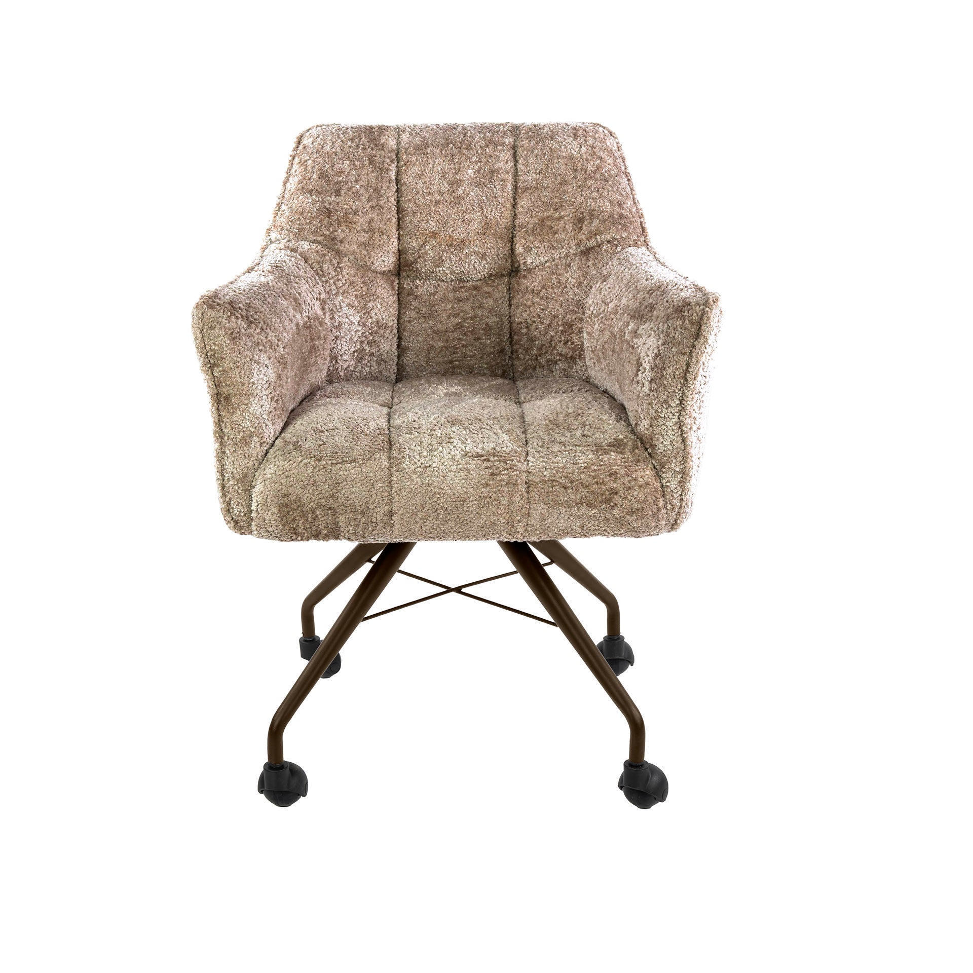 Eetkamerstoel Vantage - Beige - Savelle Stof - Met Wieltjes