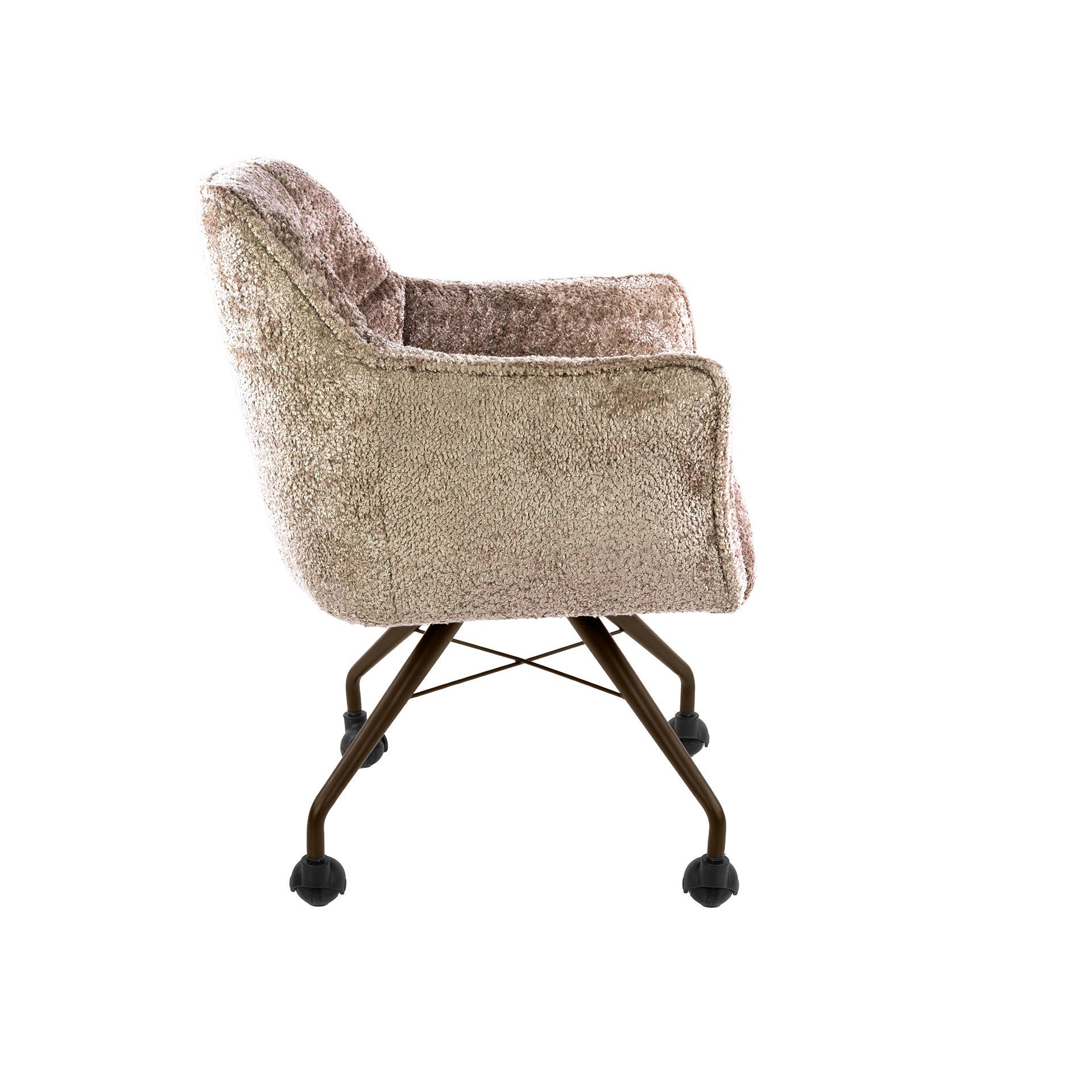 Eetkamerstoel Vantage - Beige - Savelle Stof - Met Wieltjes