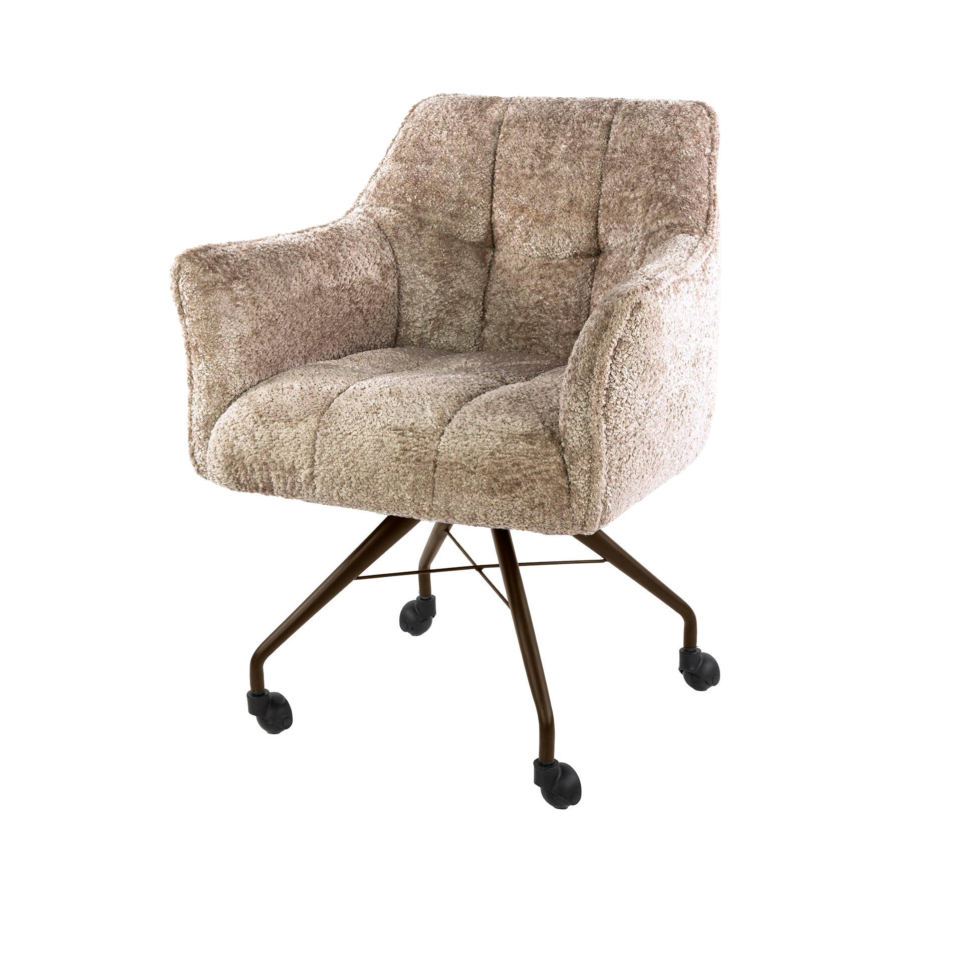 Eetkamerstoel Vantage - Beige - Savelle Stof - Met Wieltjes