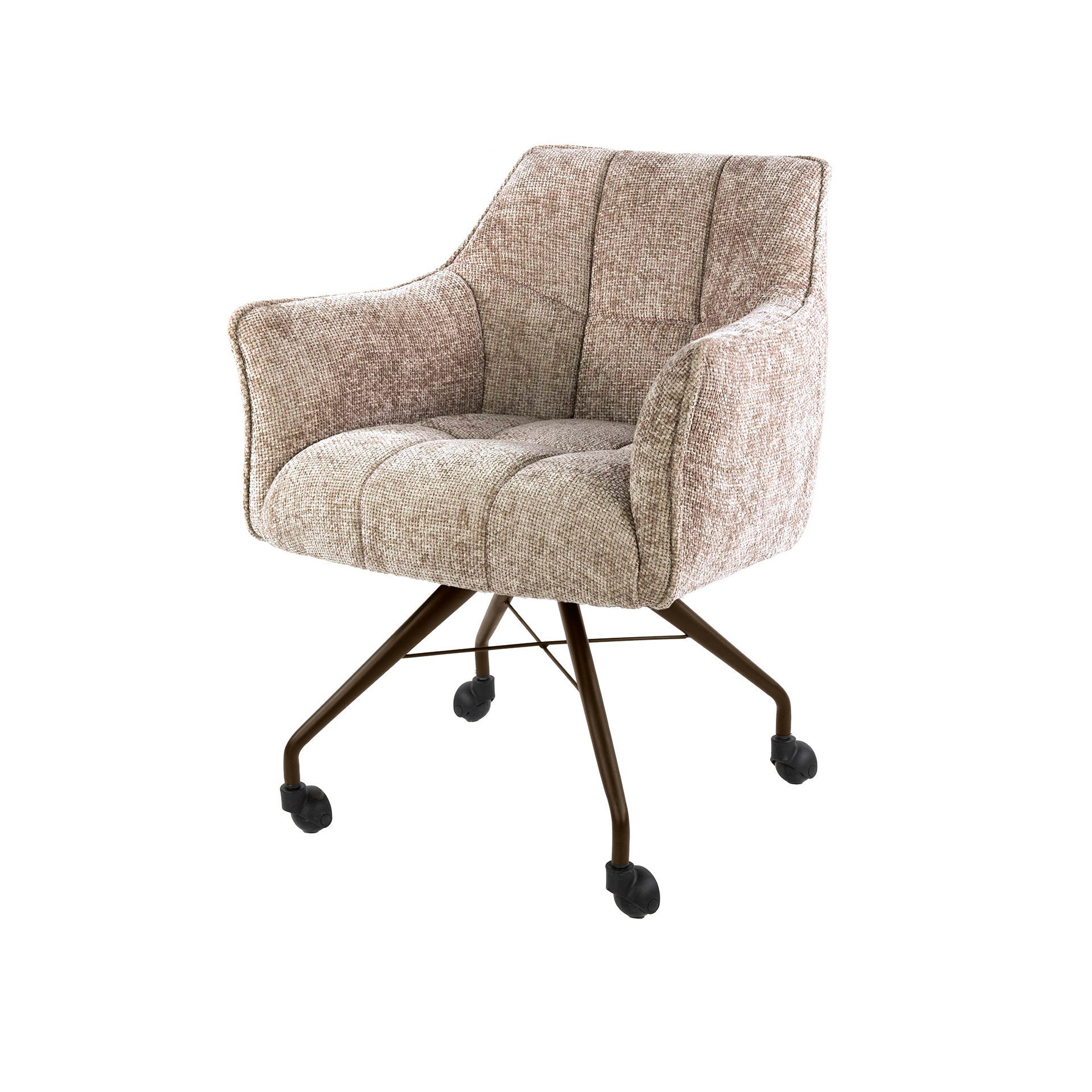 Eetkamerstoel Vantage - Beige - Renegade Stof - Met Wieltjes