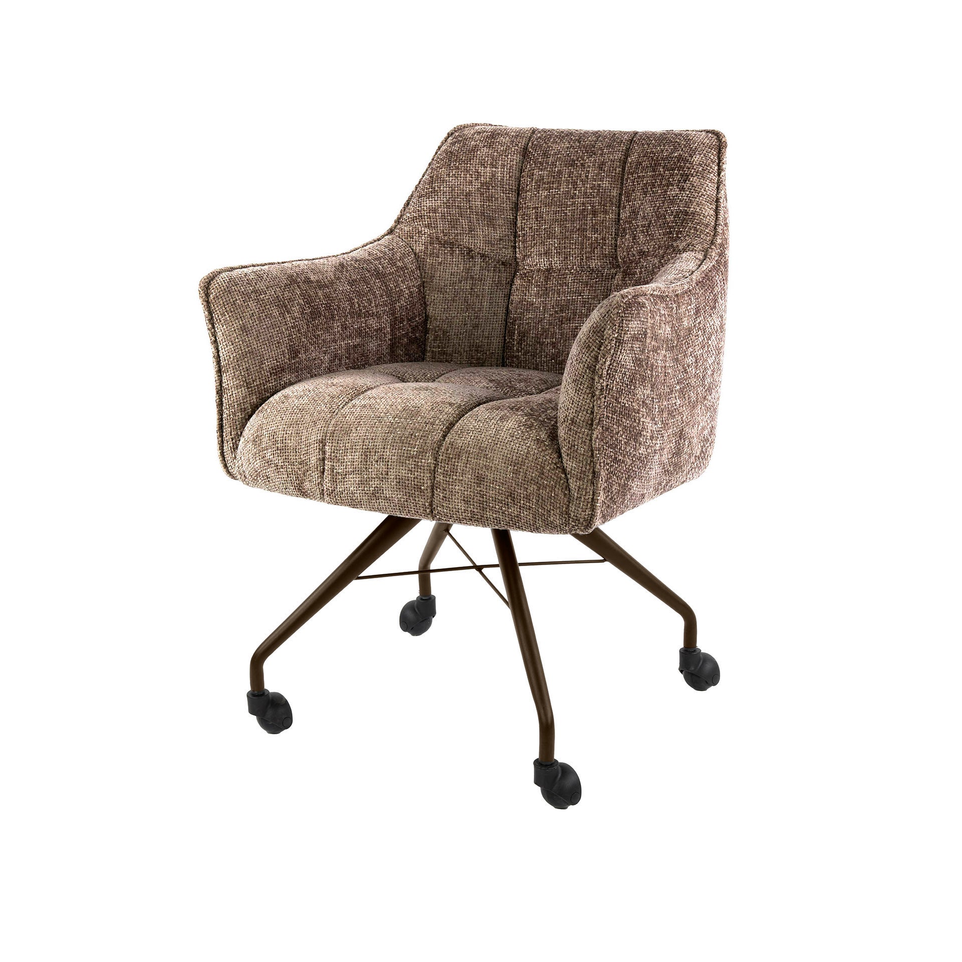 Eetkamerstoel Vantage - Champagne - Renegade Stof - Met Wieltjes