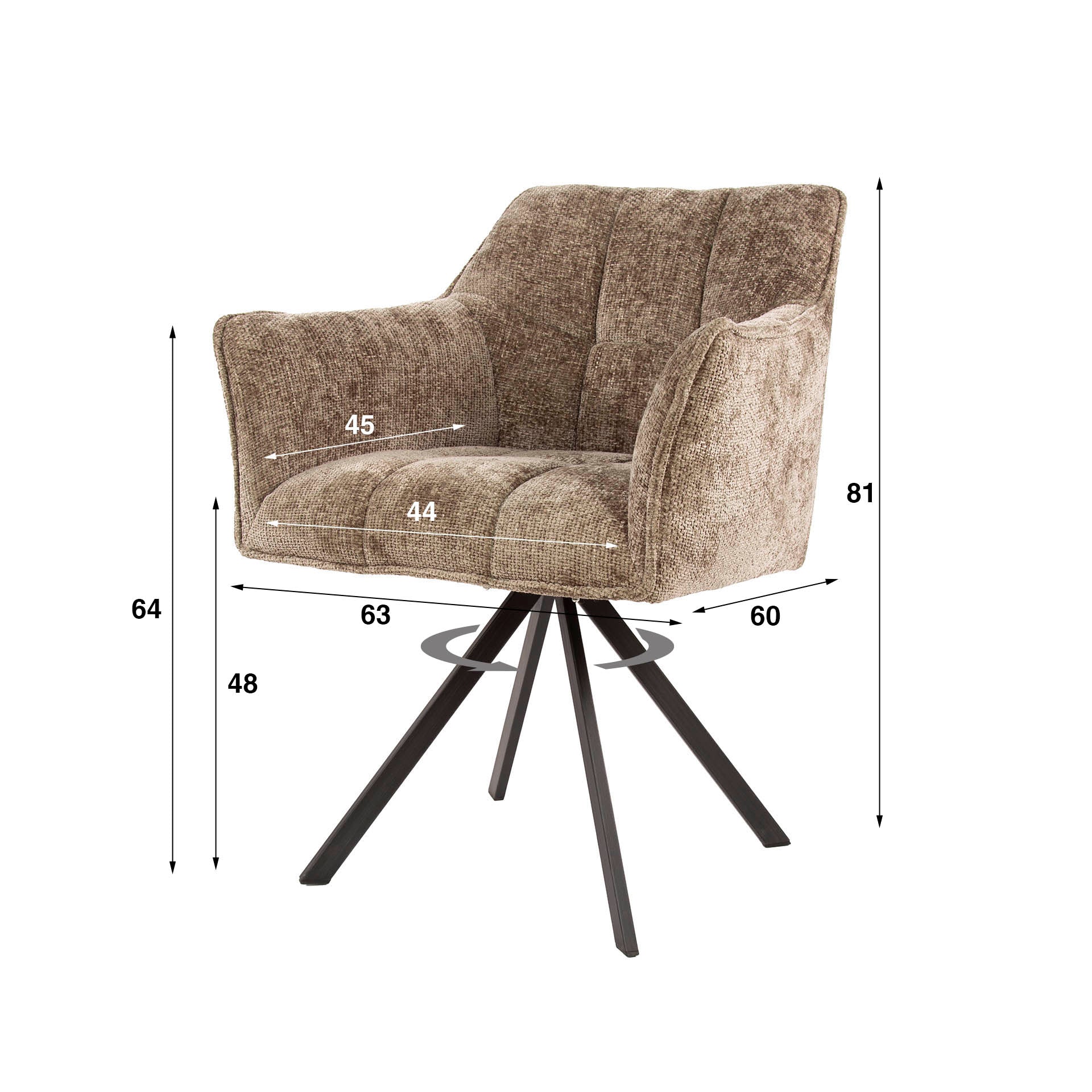 Eetkamerstoel Vantage - Champagne - Renegade Stof - Draaibaar