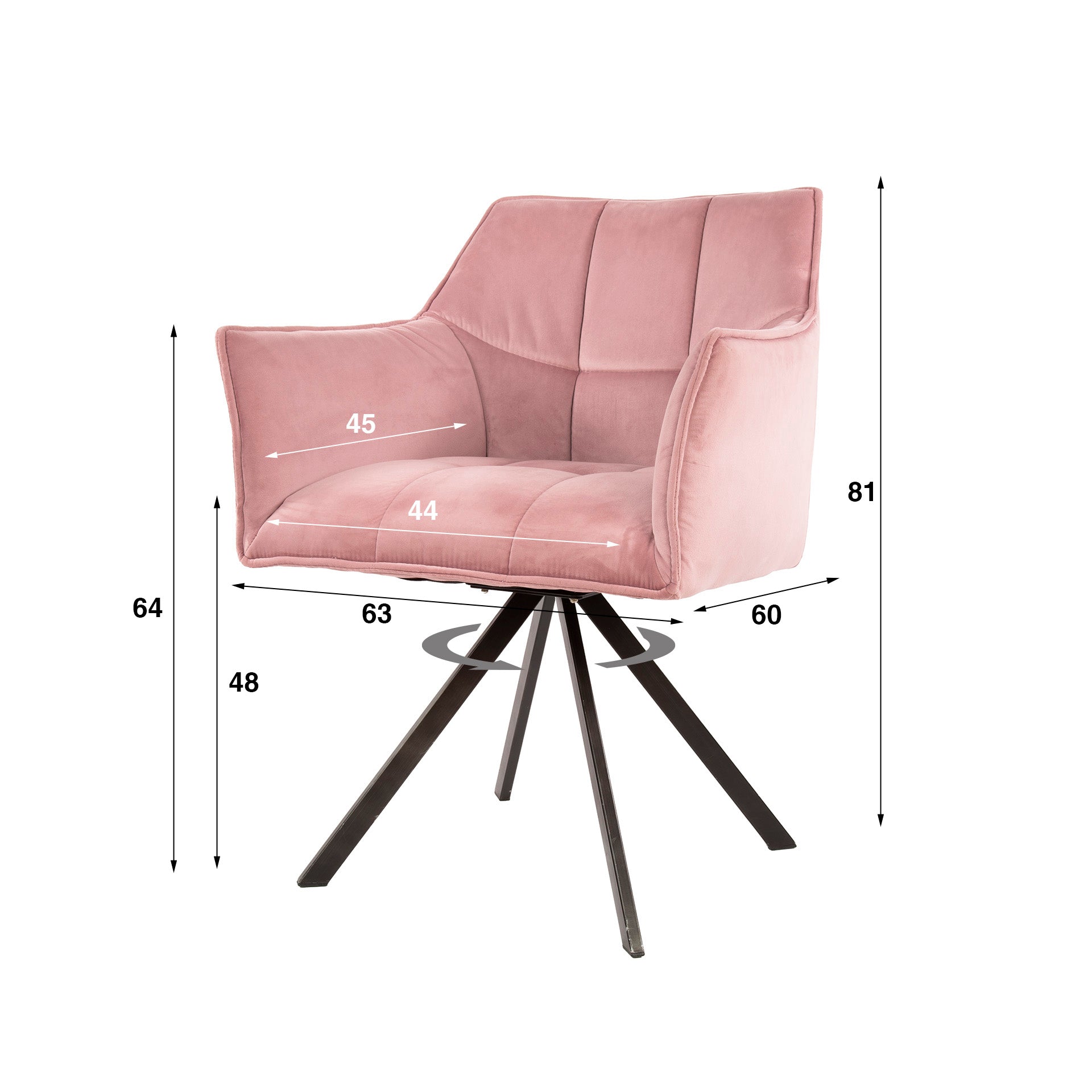 Eetkamerstoel Vantage - Roze - Velvet - Draaibaar