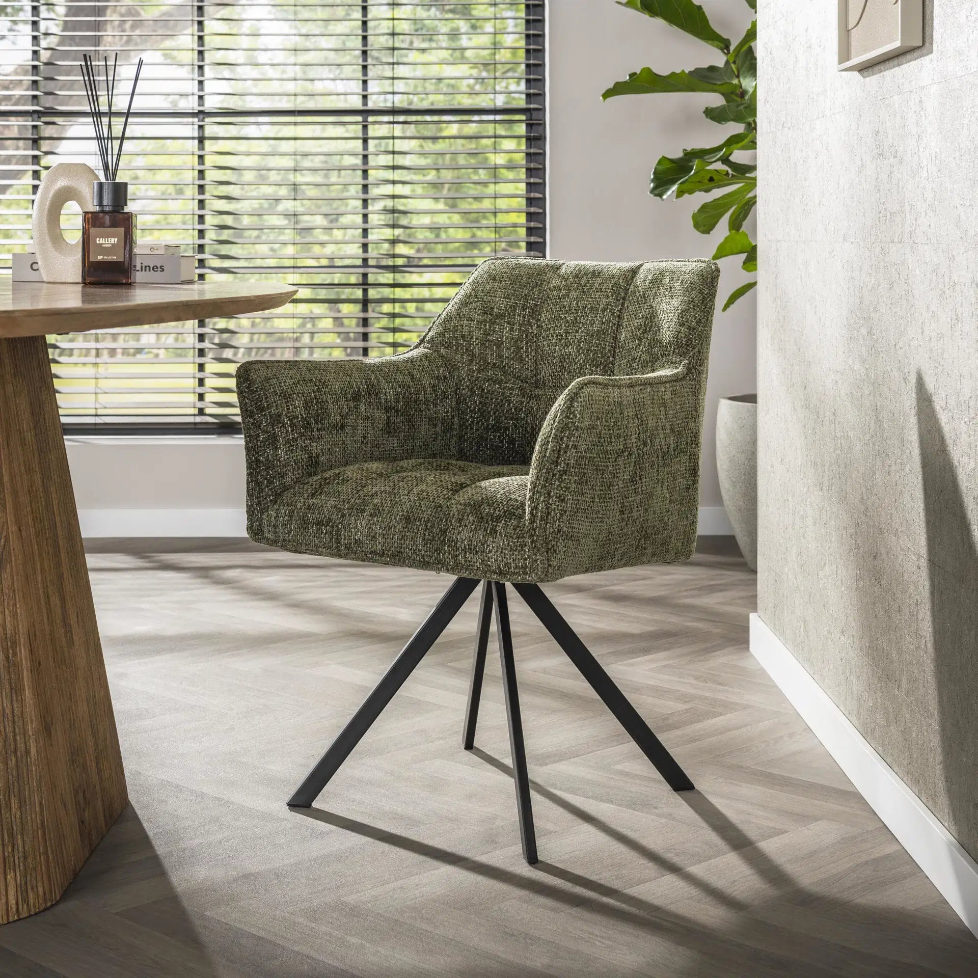 Eetkamerstoel Vantage - Groen - Renegade Stof - Draaibaar