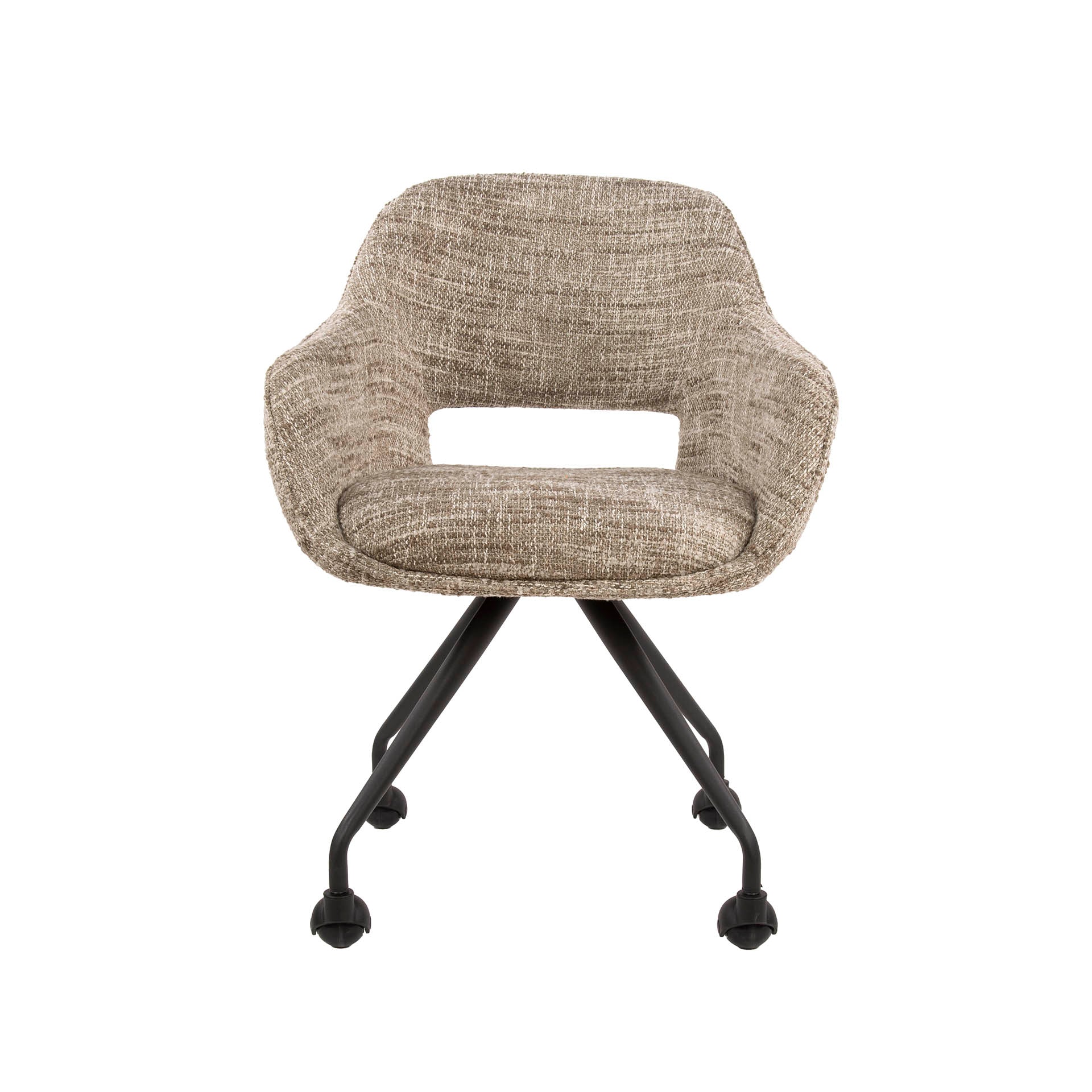 Eetkamerstoel Aurelia - Taupe - Renegade Stof - Met Wieltjes