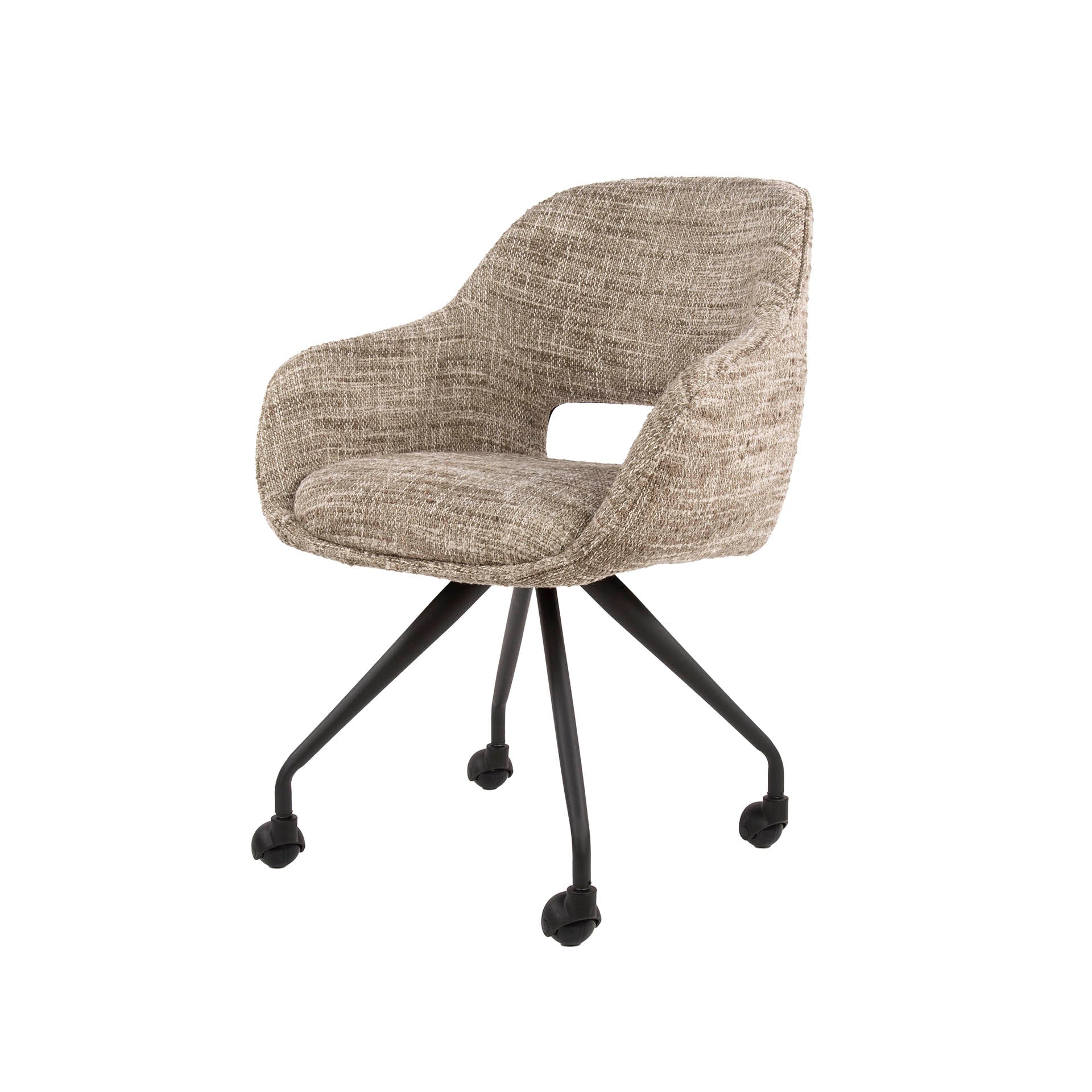 Eetkamerstoel Aurelia - Taupe - Renegade Stof - Met Wieltjes