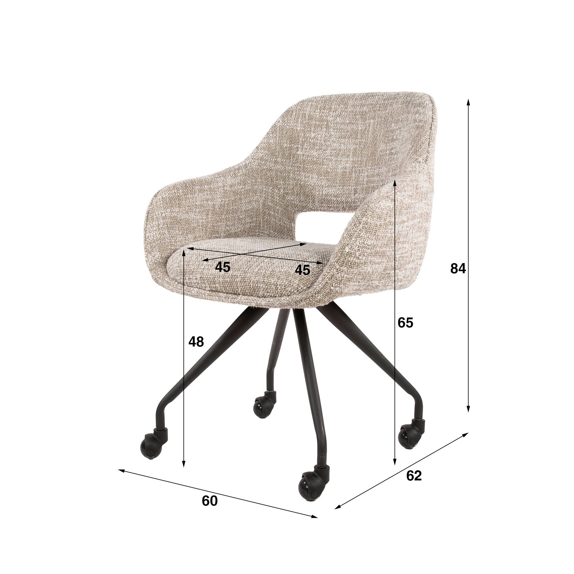 Eetkamerstoel Aurelia - Beige - Renegade Stof - Met Wieltjes