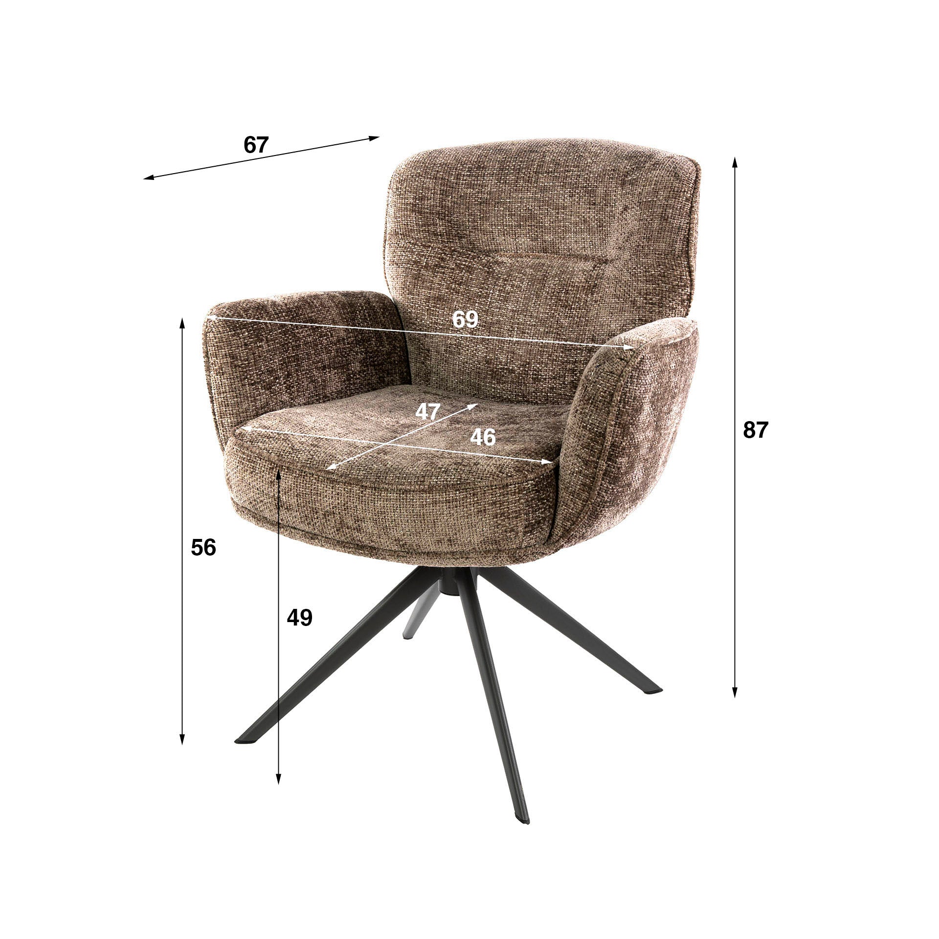 Eetkamerstoel Theodore - Champagne - Renegade Stof - Draaibaar