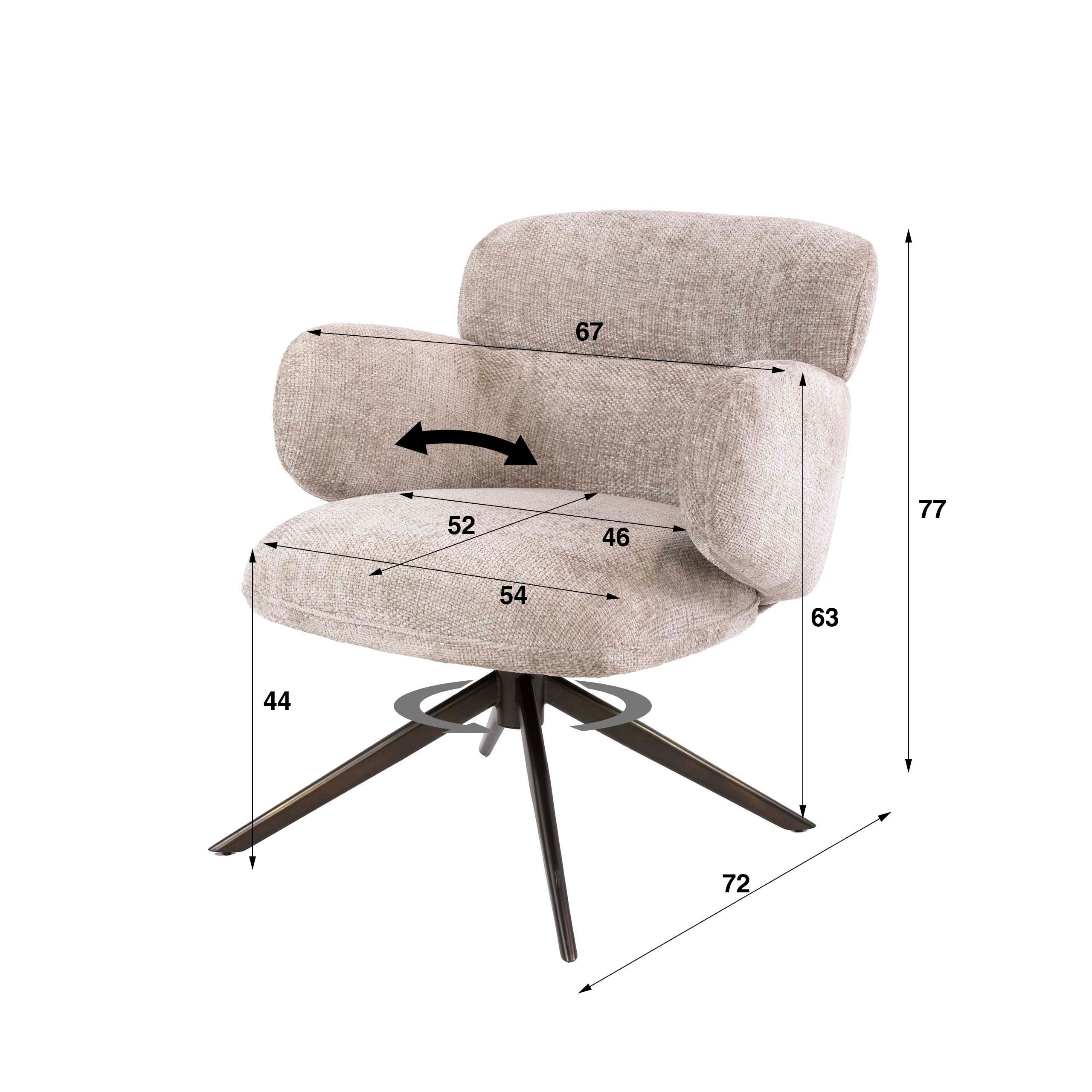 Draaifauteuil Misano - Beige - Renegade Stof - Pocketvering