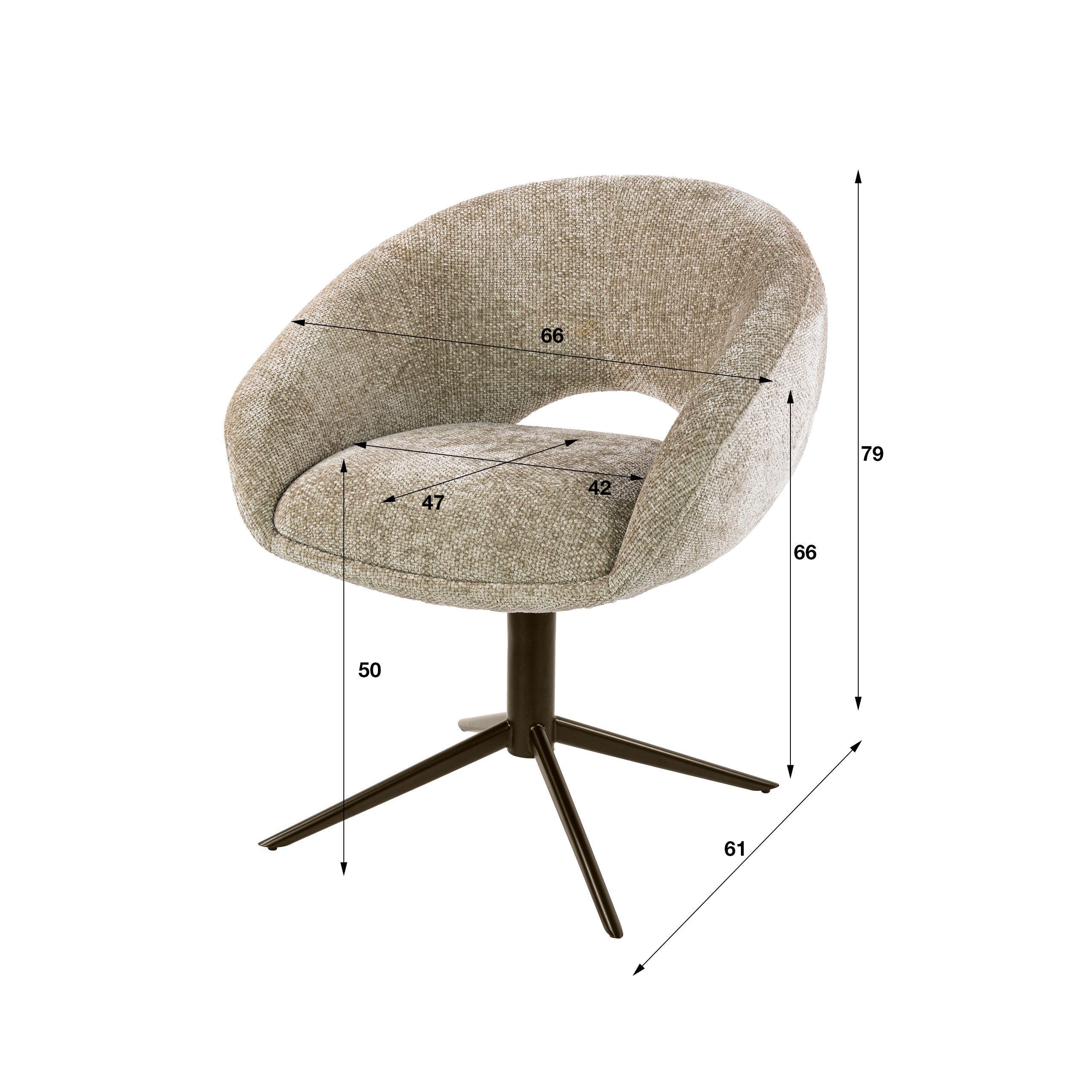 Eetkamerstoel Chup - Beige - Renegade Stof - Draaibaar