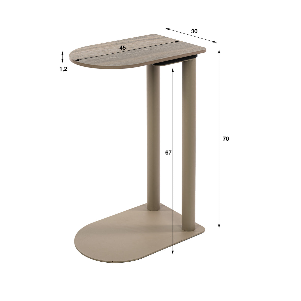 Overzettafel Orelio Beige 3D Travertinlook 70 cm maatvoering Meubelista