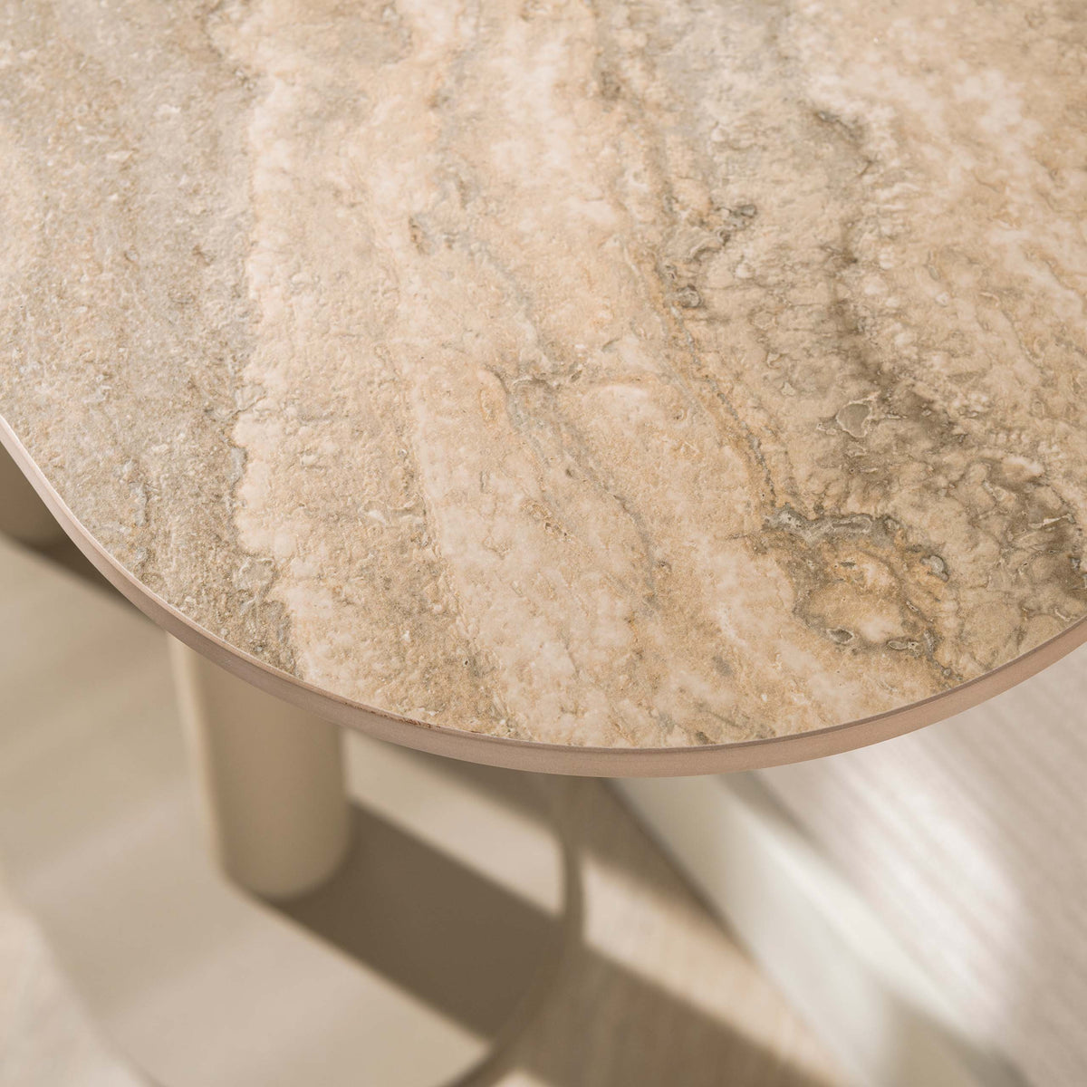 Haltafel Elarin Beige 3D Travertinlook 120 cm aanzicht 3 Meubelista