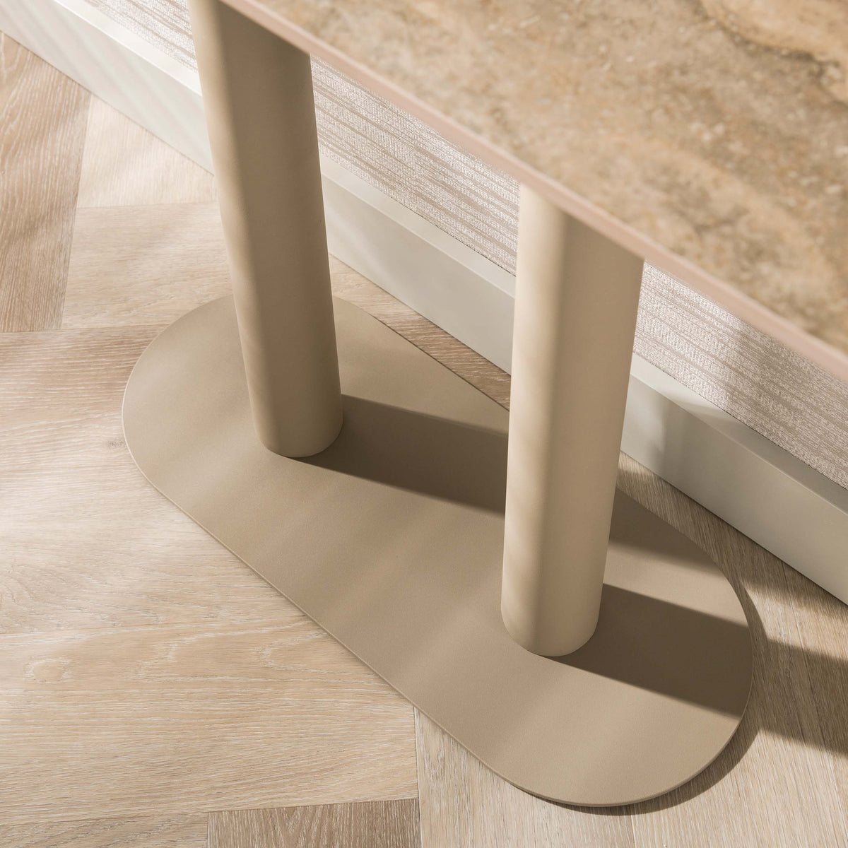 Haltafel Elarin Beige 3D Travertinlook 120 cm aanzicht 4 Meubelista