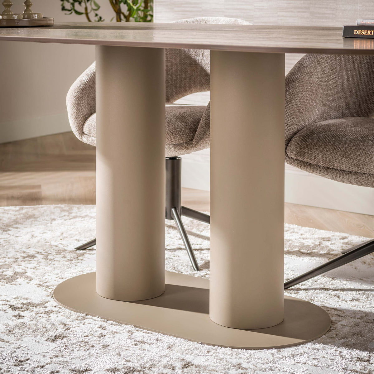 Eettafel Senara Beige 3D Travertinlook 215 cm aanzicht 7 Meubelista