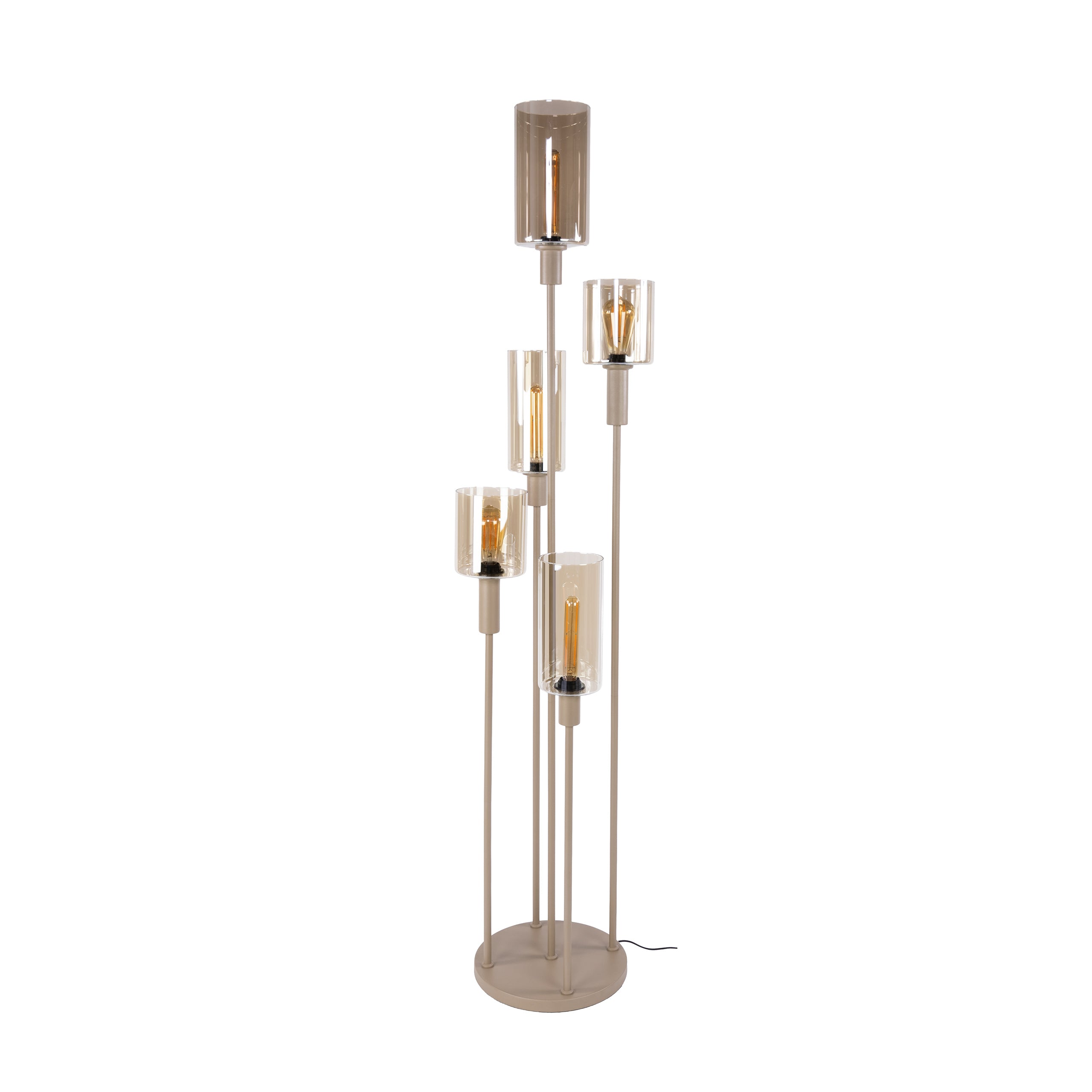 Vloerlamp Lucaro - 5-lichts - Beige - Amberglas