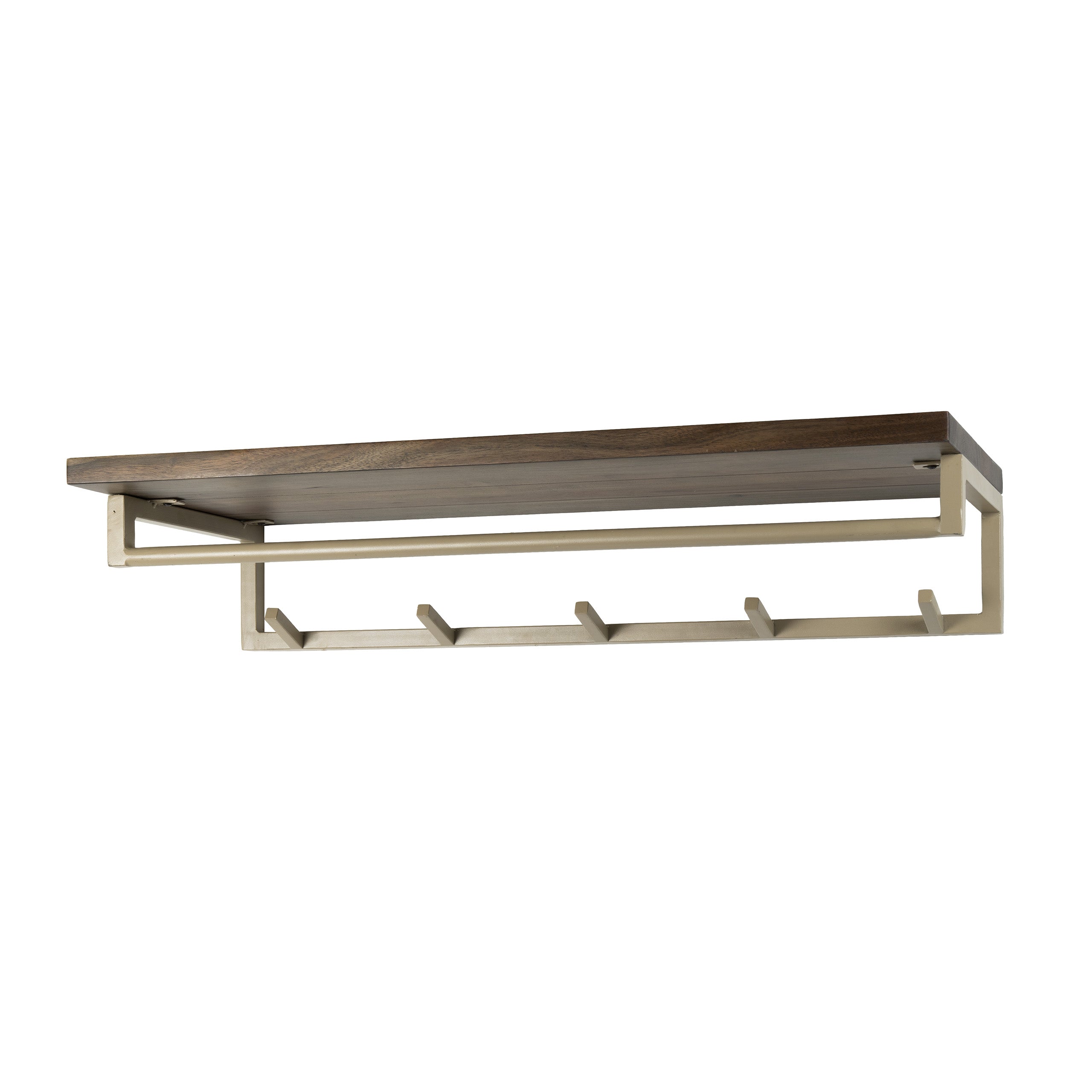 Kapstok Sienna - Beige - Acaciahout - 5 haken - Met Roede
