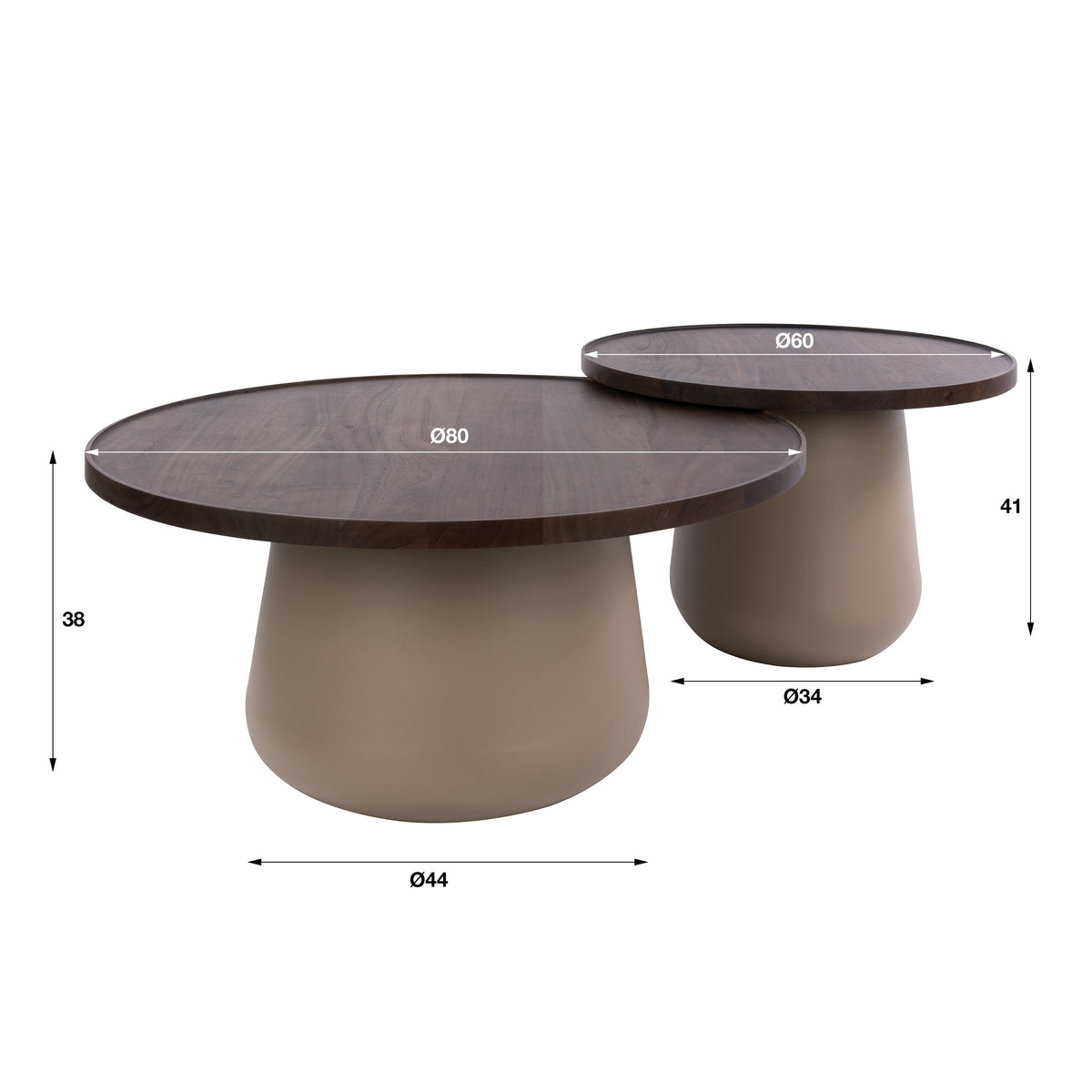 Salontafel Noma - Beige - Rond - Acaciahout - Set van 2