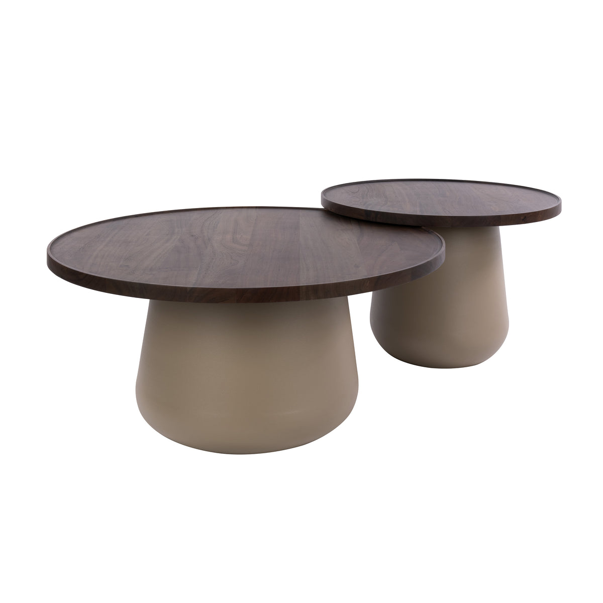 Salontafel Noma - Beige - Rond - Acaciahout - Set van 2