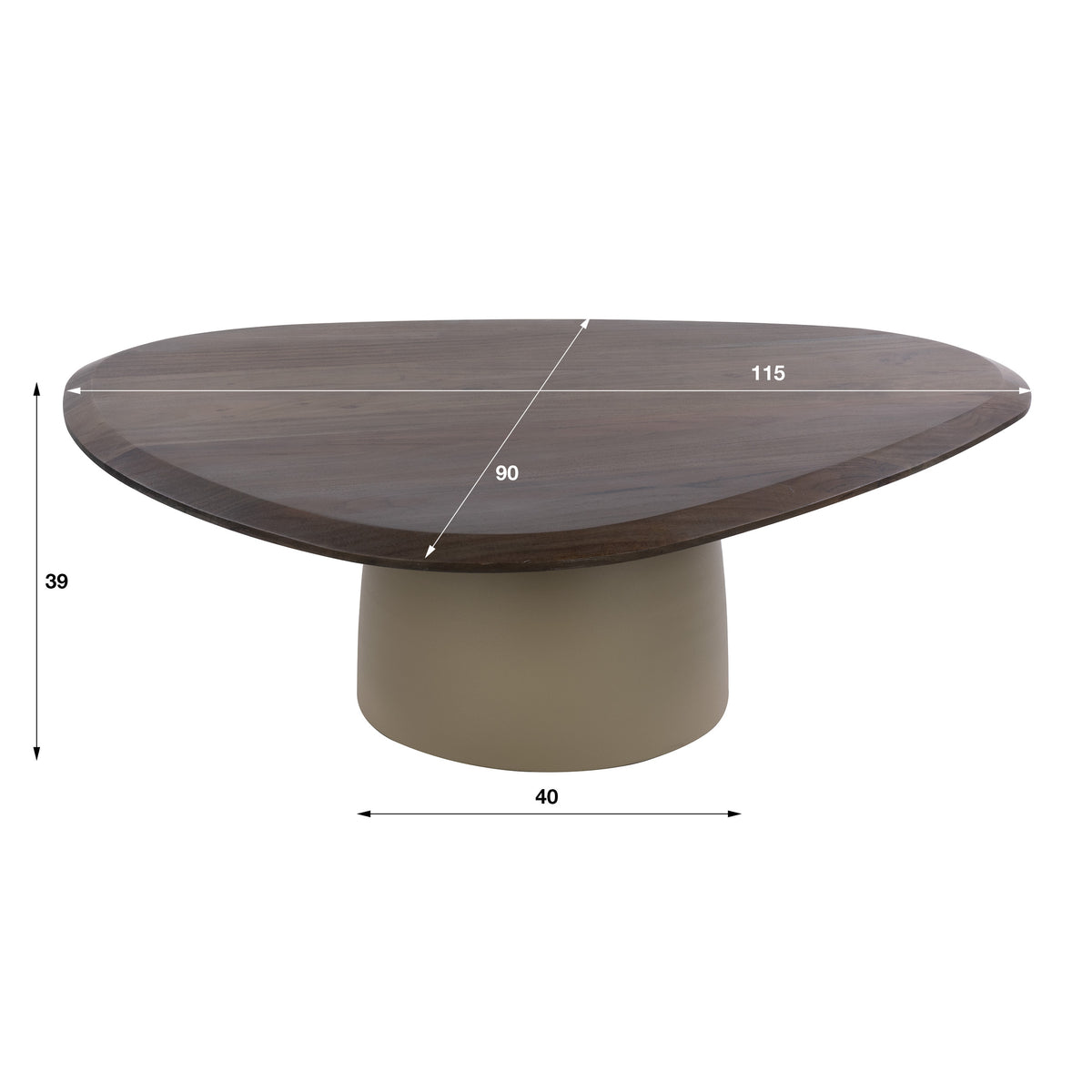 Salontafel Norell - Driehoekig - Acaciahout - Beige