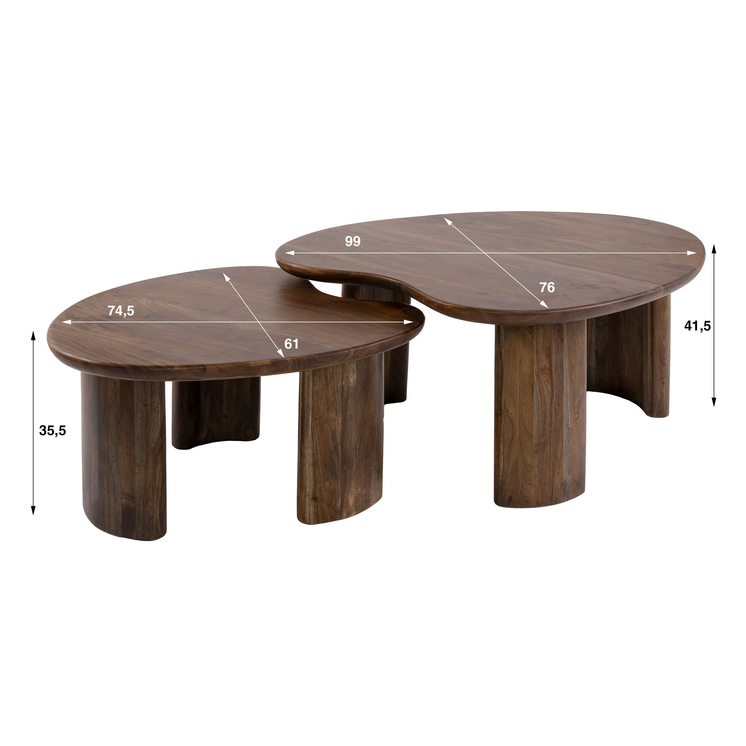 Salontafel Alva - Organisch - Acaciahout - Set van 2