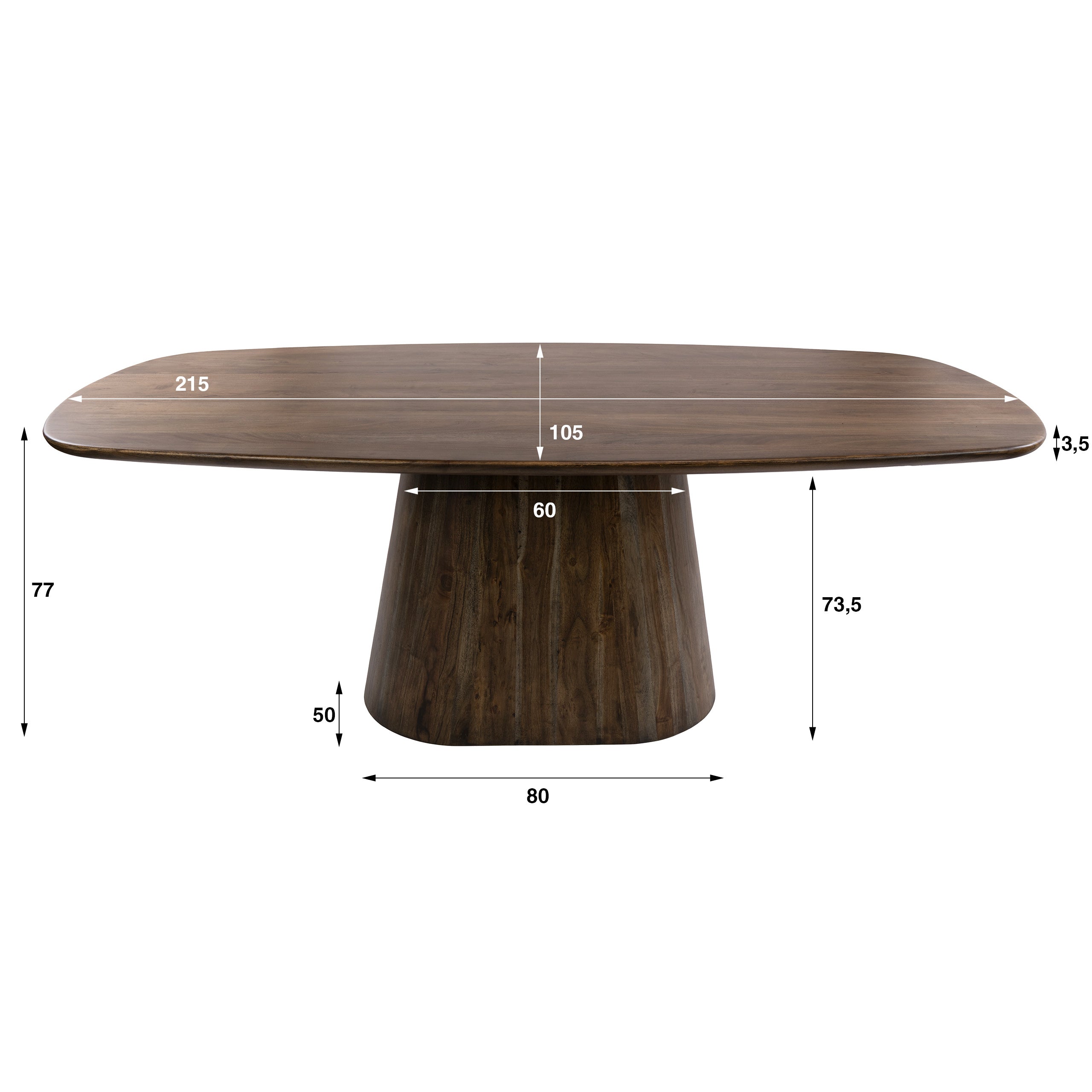 Eettafel Wakumi - Deens Ovaal - Acaciahout - 215 cm