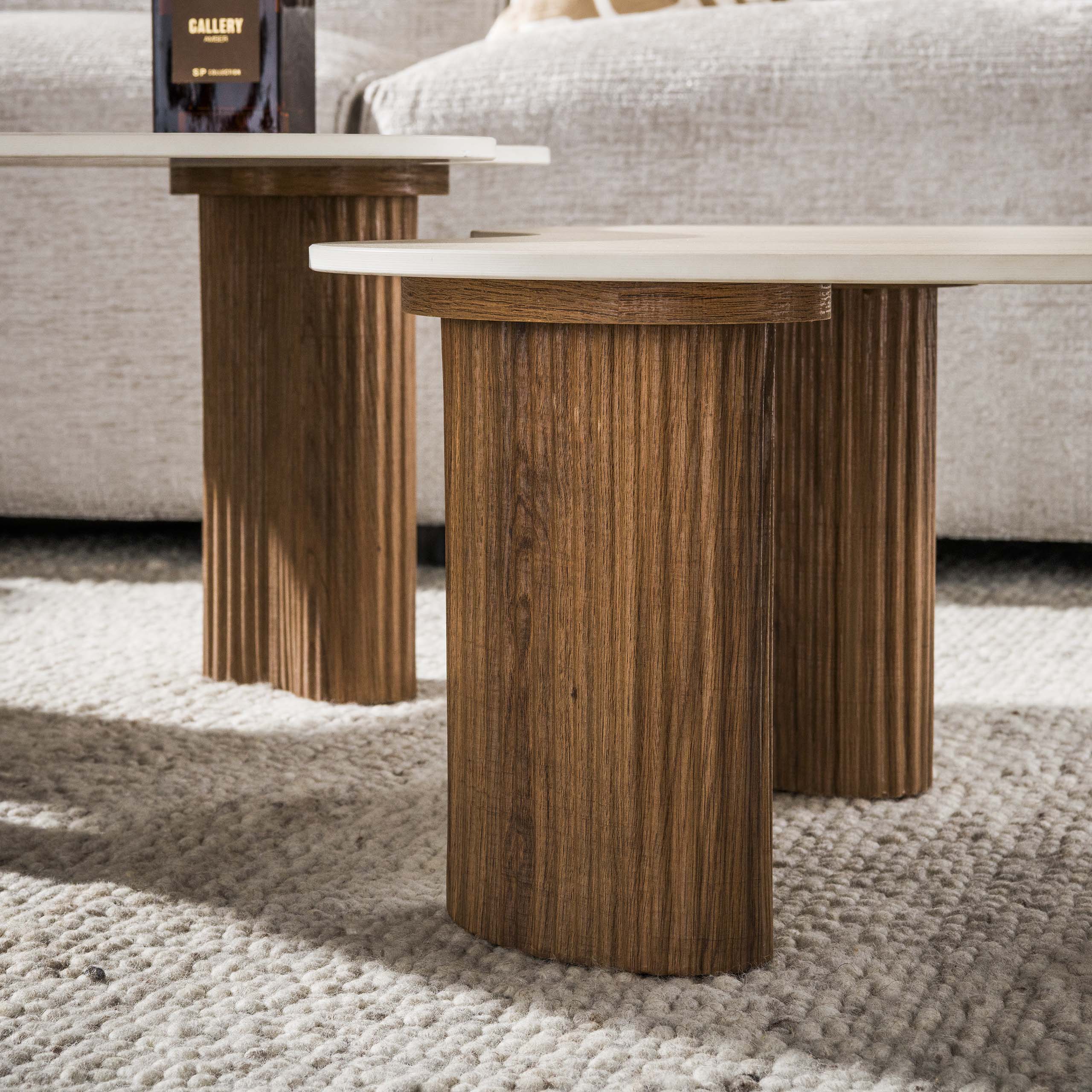 Salontafel Jisu - Japandi - Organisch - Keramisch Travertin - Set van 2