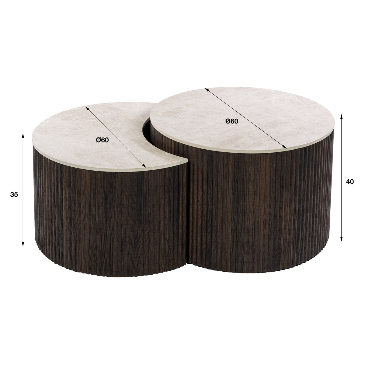 Salontafel Vianne - Japandi - Halfrond - Taj Mahal - Set van 2