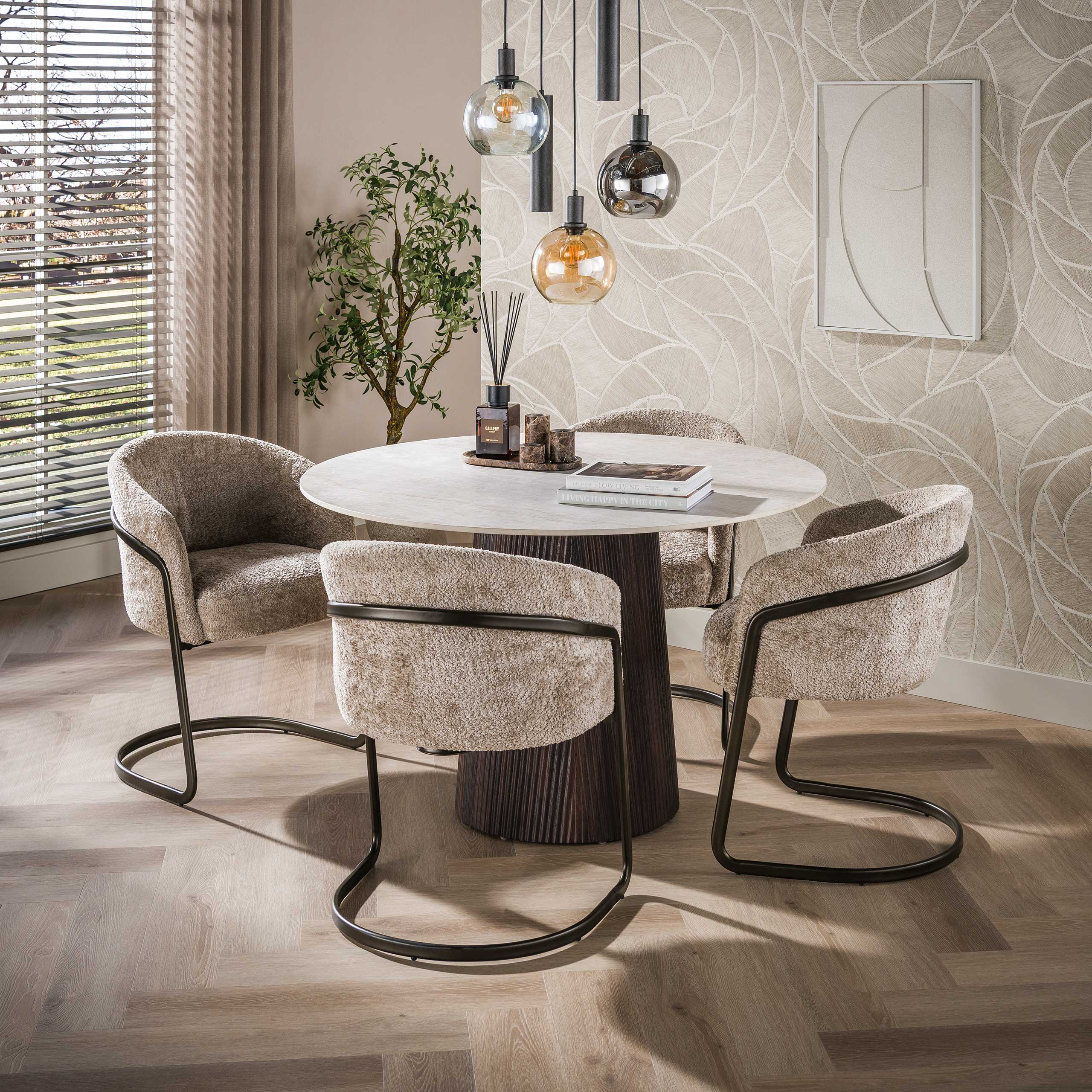 Eettafel Solune - Ivoor - Rond - Taj Mahal - 120 cm