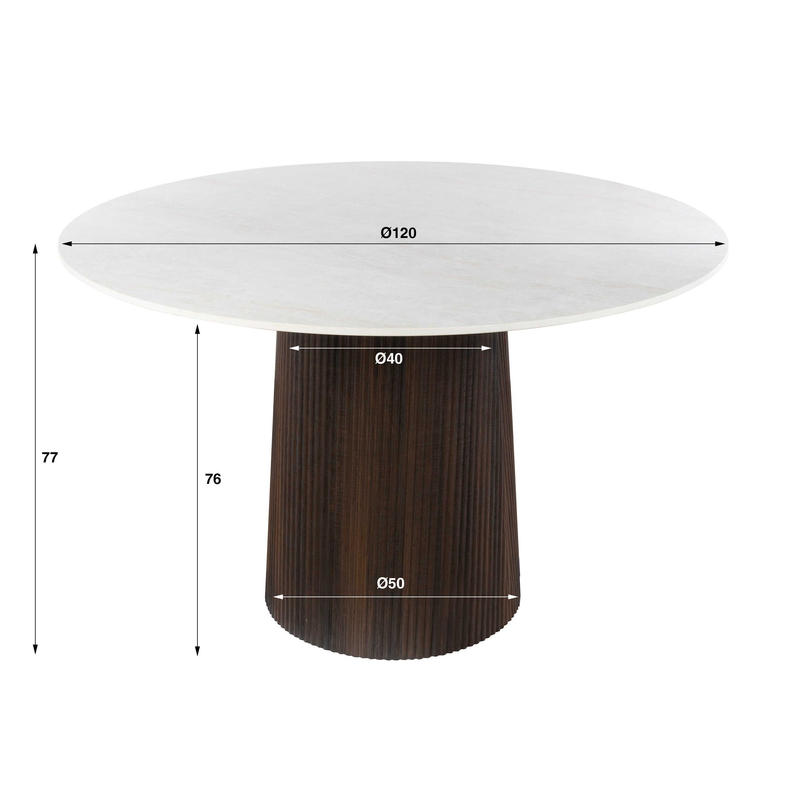 Eettafel Solune - Ivoor - Rond - Taj Mahal - 120 cm