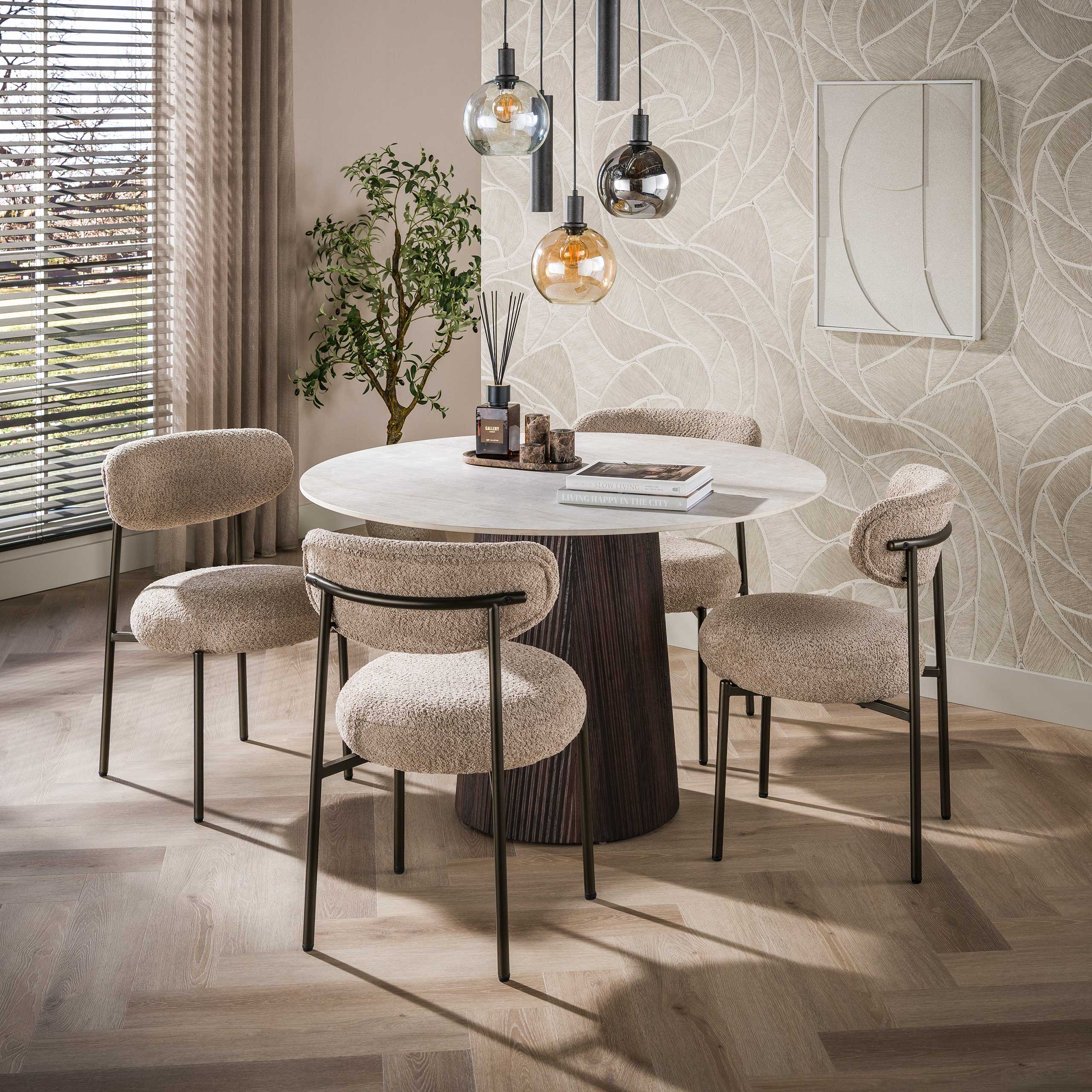 Eettafel Solune - Ivoor - Rond - Taj Mahal - 120 cm