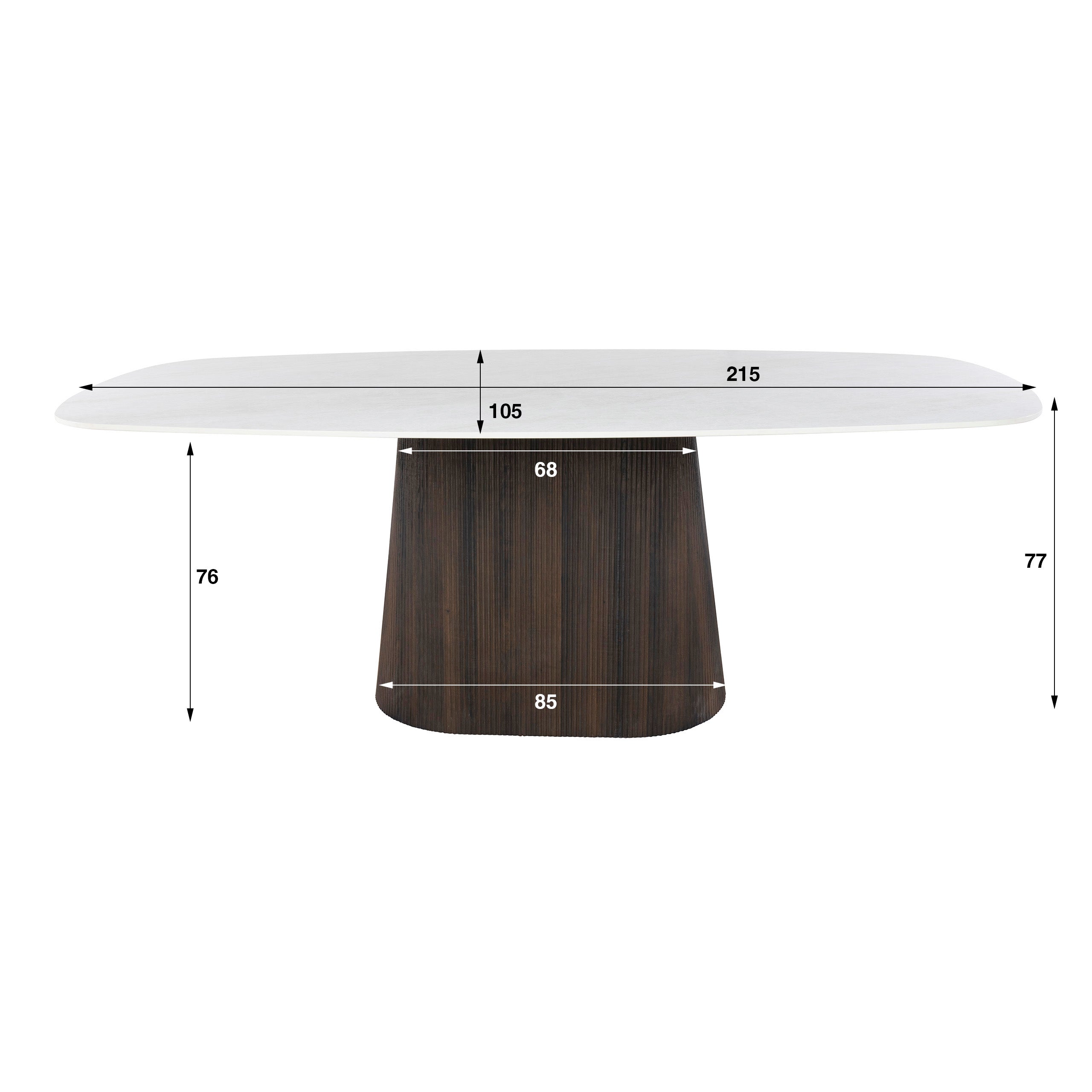 Eettafel Sorella - Ivoor - Taj Mahal - 215 cm - Deens Ovaal