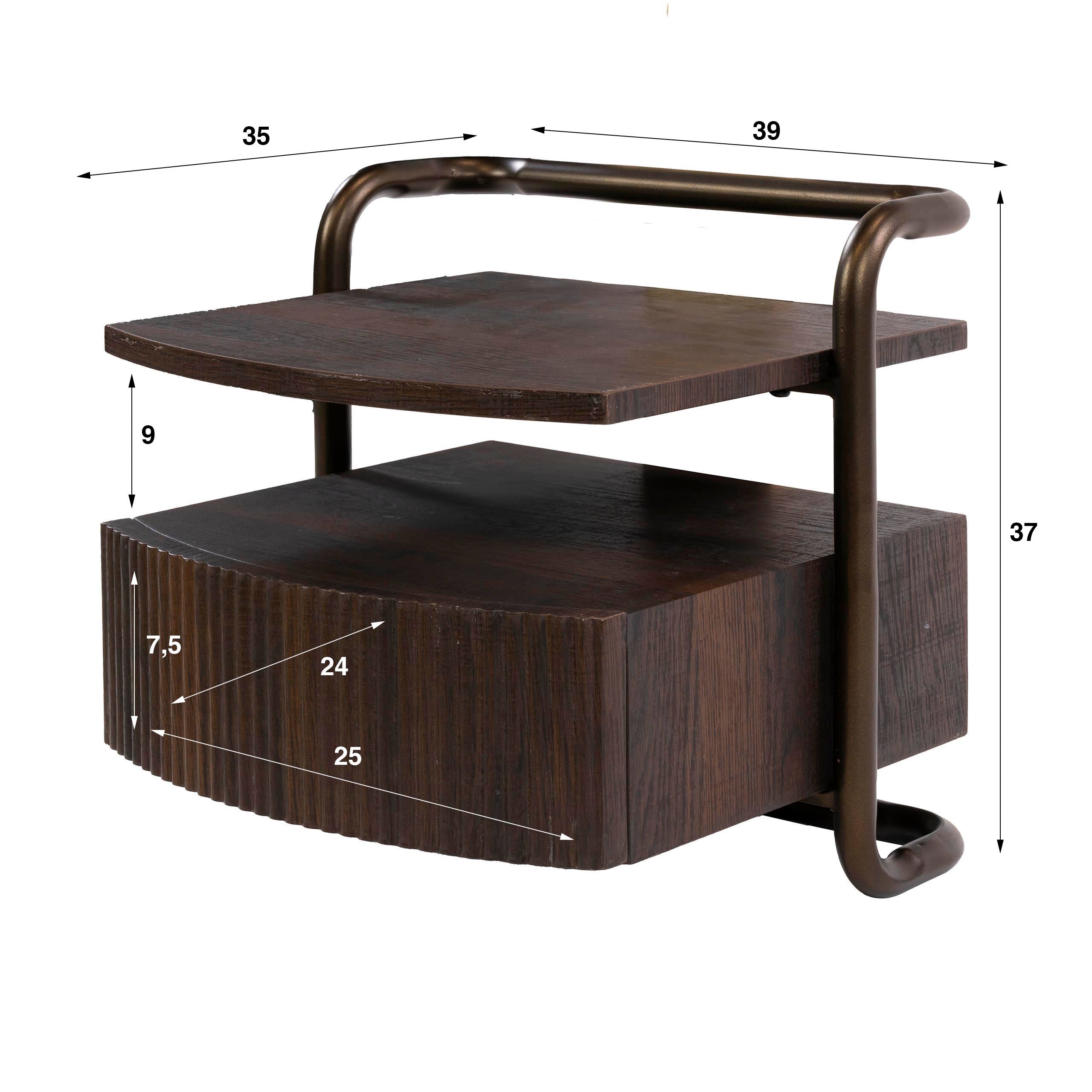 Nachtkastje Marvello - Brons - Zwevend