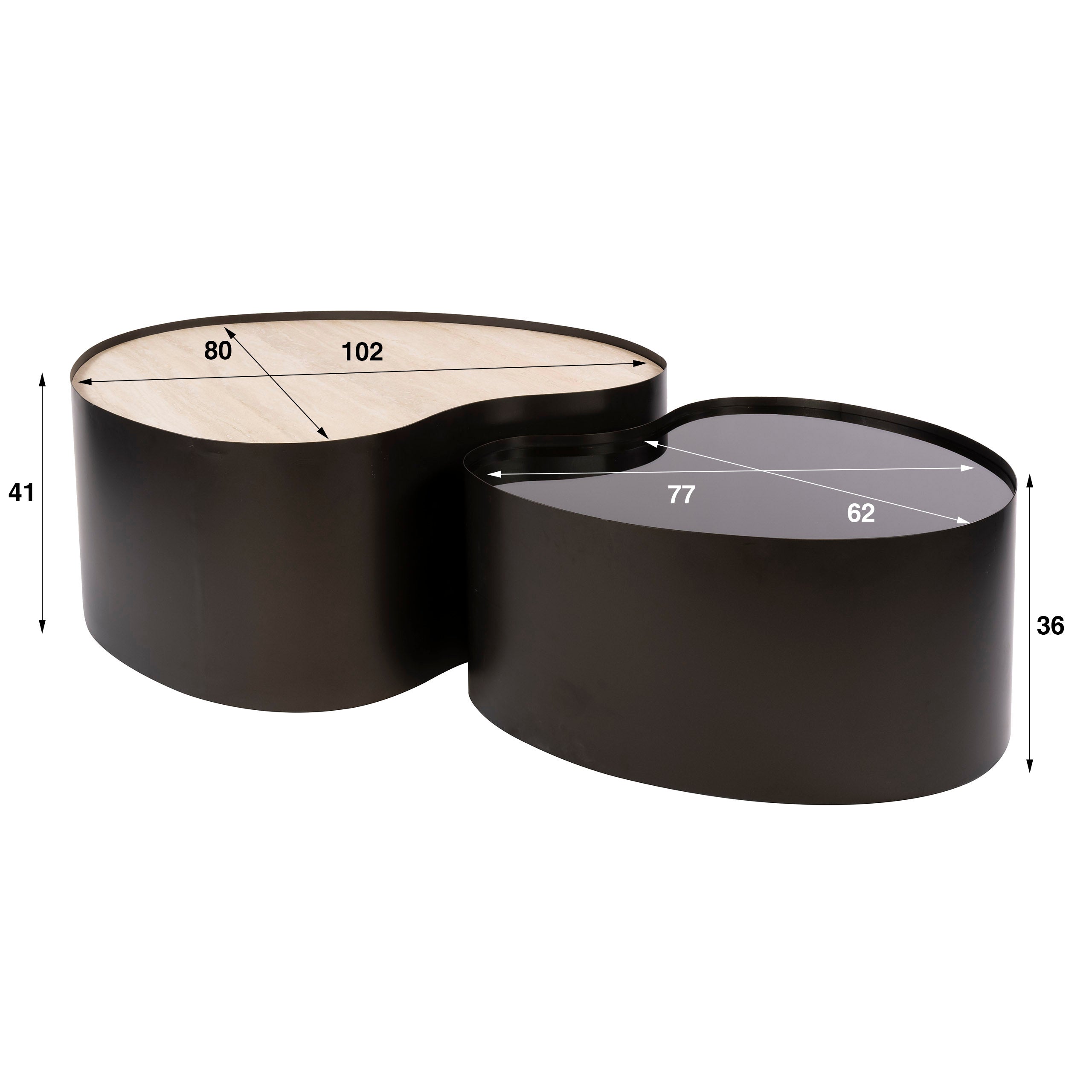 Salontafel Marvino - Organisch - Keramisch Travertin - Set van 2