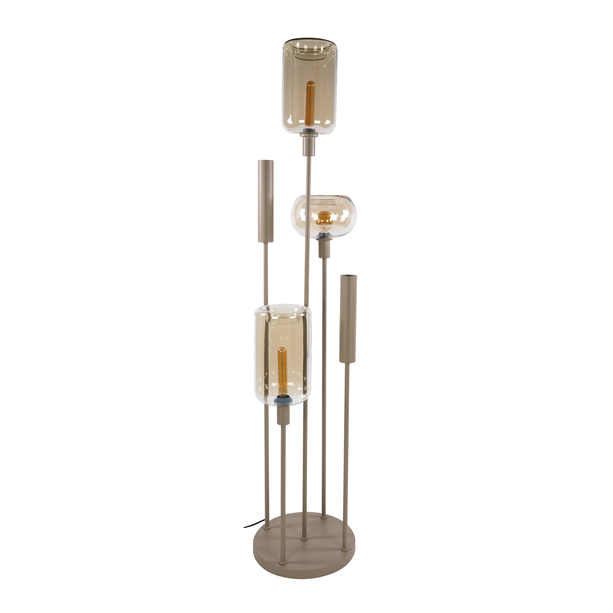 Vloerlamp Avelore - 5-lichts - Beige - Amberglas - Met Spots